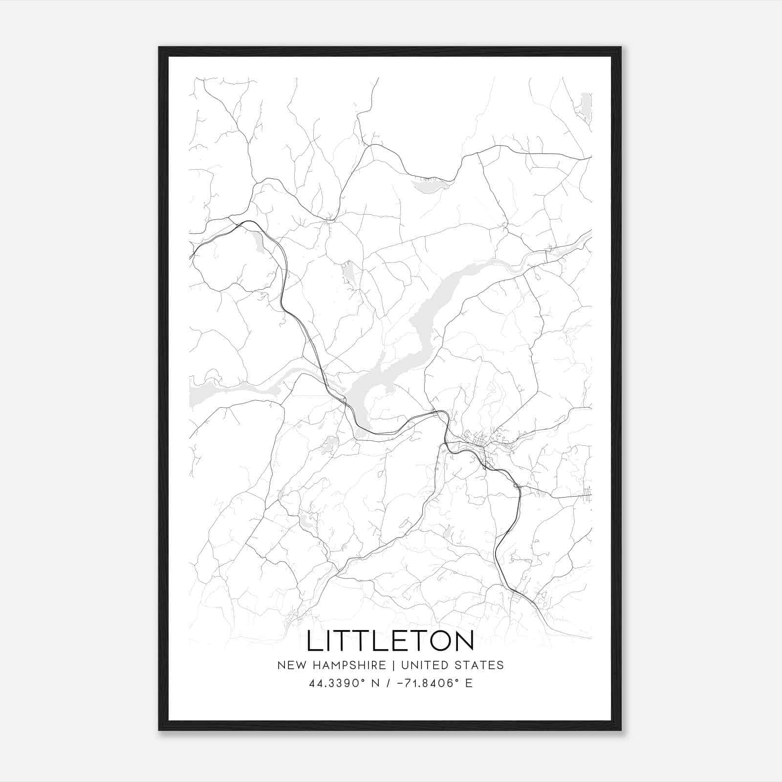 Littleton New Hampshire Map Poster, Modern Home Decor Wall Art Print