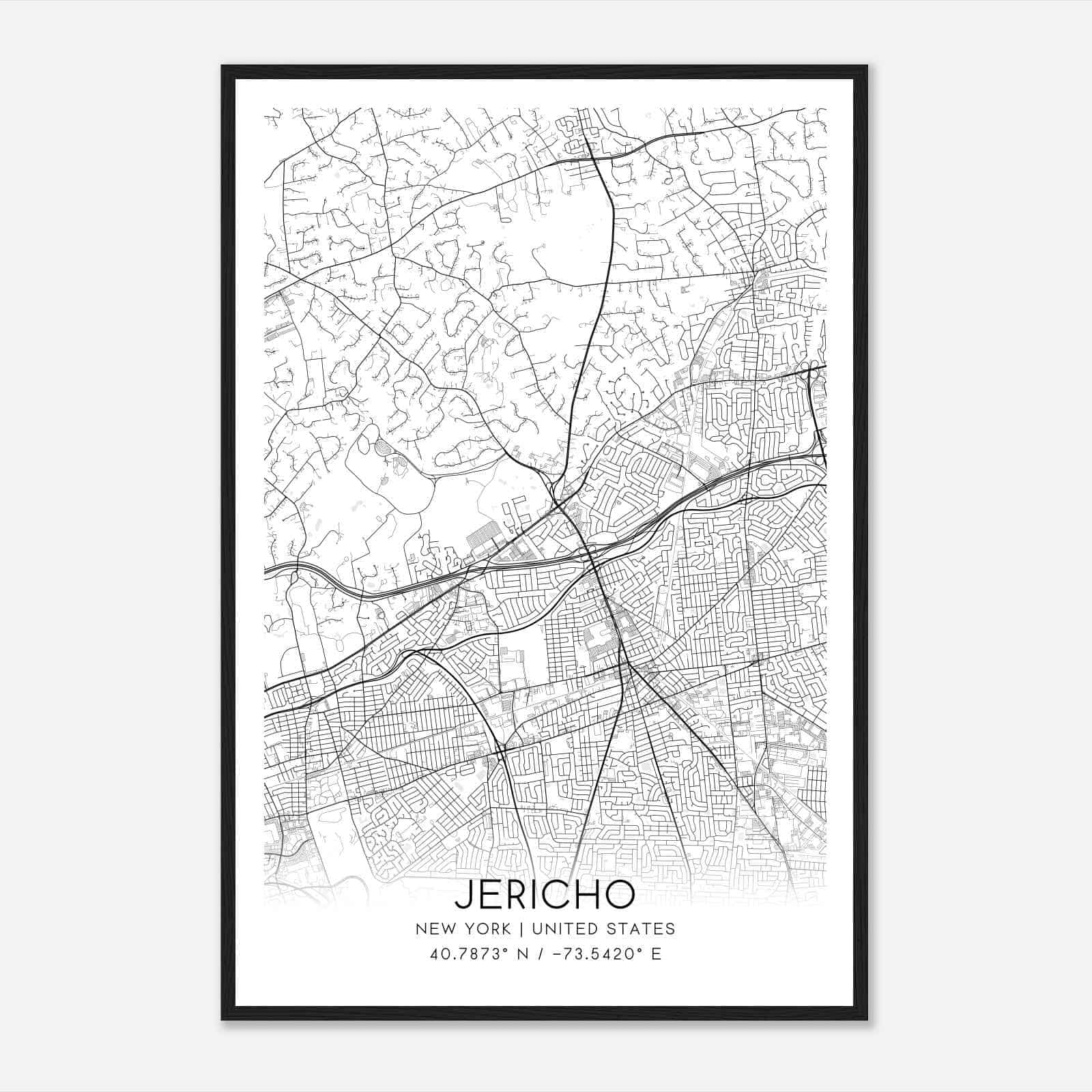 Jericho New York Map Poster, Modern Home Decor Wall Art Print Custom
