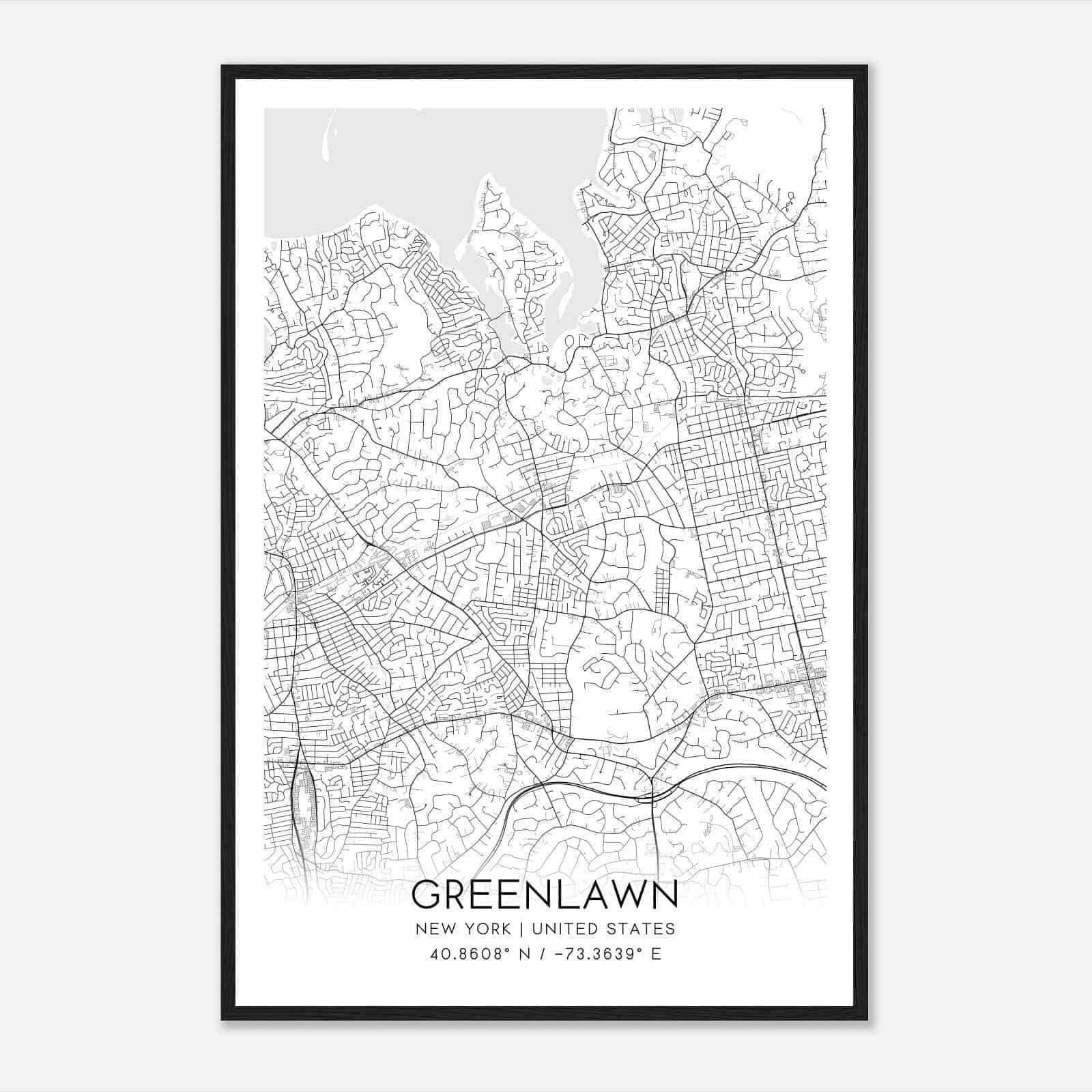 Greenlawn New York Map Poster, Modern Home Decor Wall Art Print