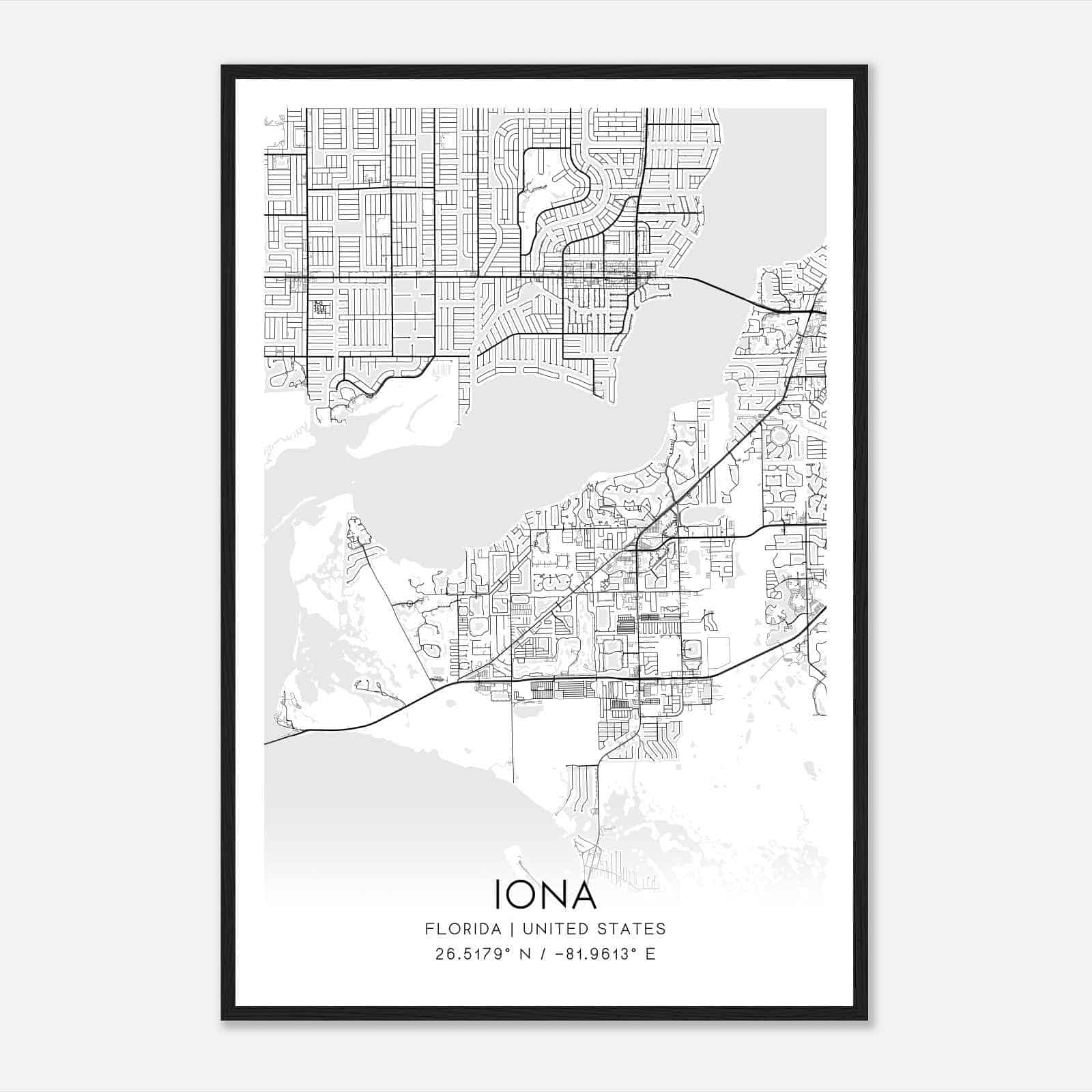 Iona Florida Map Poster Modern - 7970affa9ca5d47c3eb021213b108632 