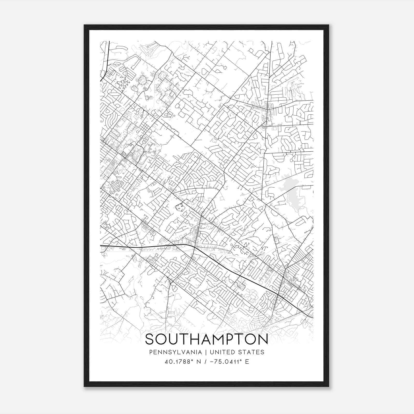 Southampton Pennsylvania Map Poster, Modern Home Decor Wall Art Print Southampton Pennsylvania Map Poster, Modern Home Decor Wall Art Print