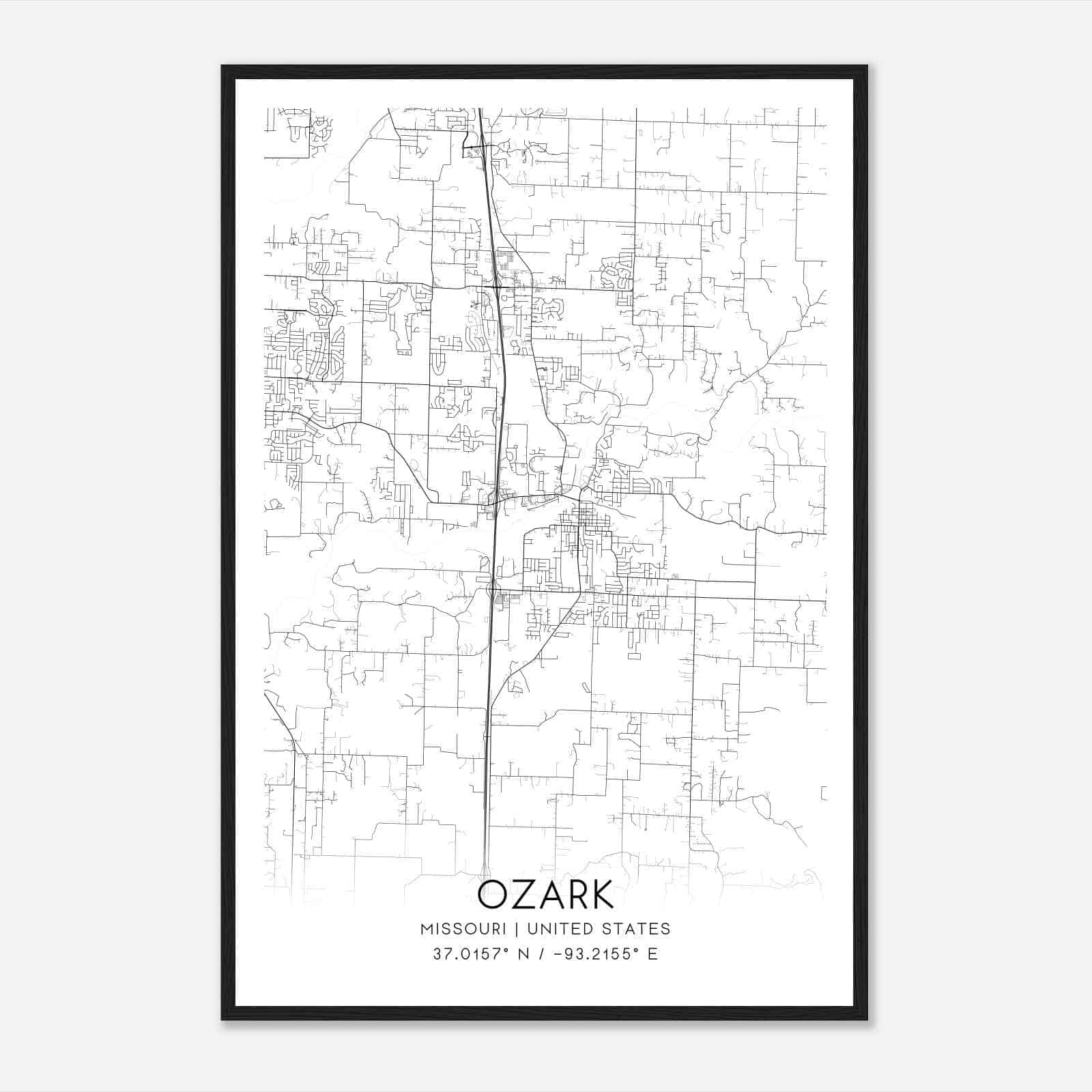 Ozark Missouri Map Poster, Modern Home Decor Wall Art Print