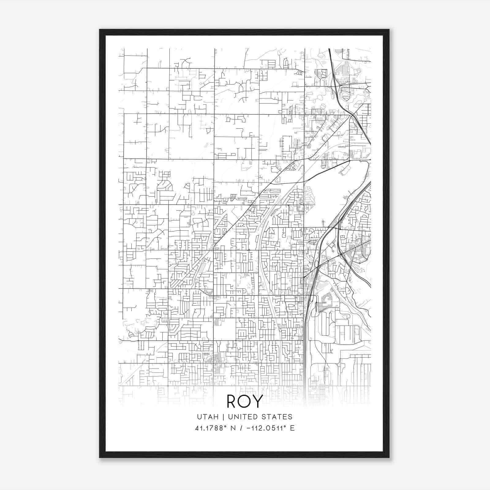 Roy Utah Map Poster, Modern Home Decor Wall Art Print Roy Utah Map Poster, Modern Home Decor Wall Art Print