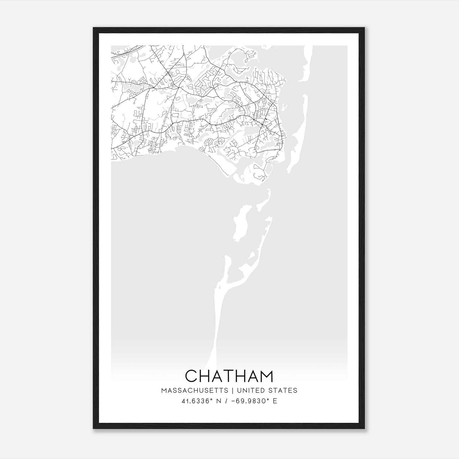 Chatham Massachusetts Map Poster, Modern Home Decor Wall Art Print