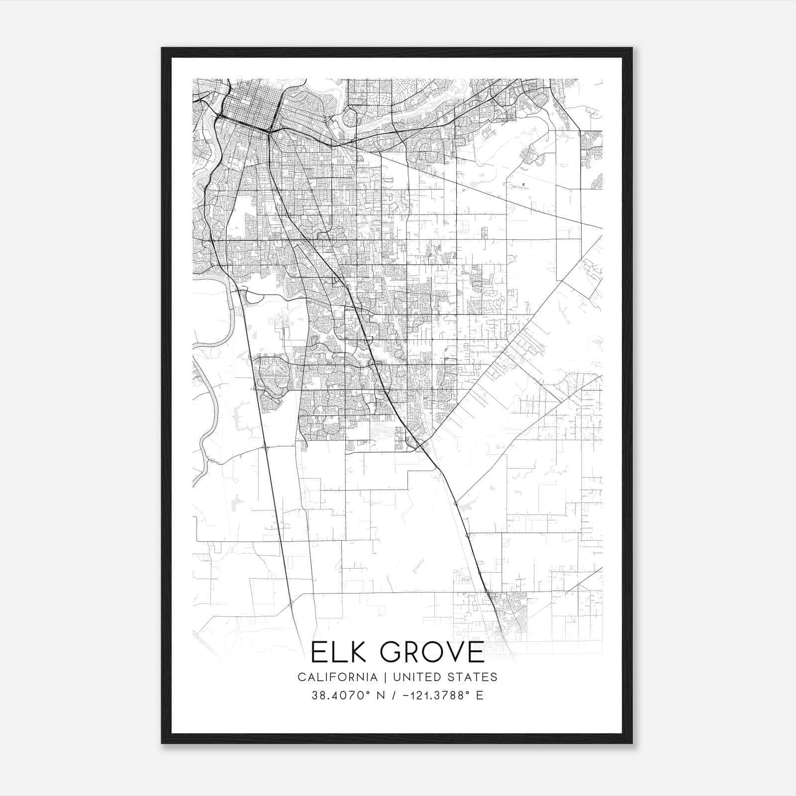 Elk Grove California Map Poster, Modern Home Decor Wall Art Print