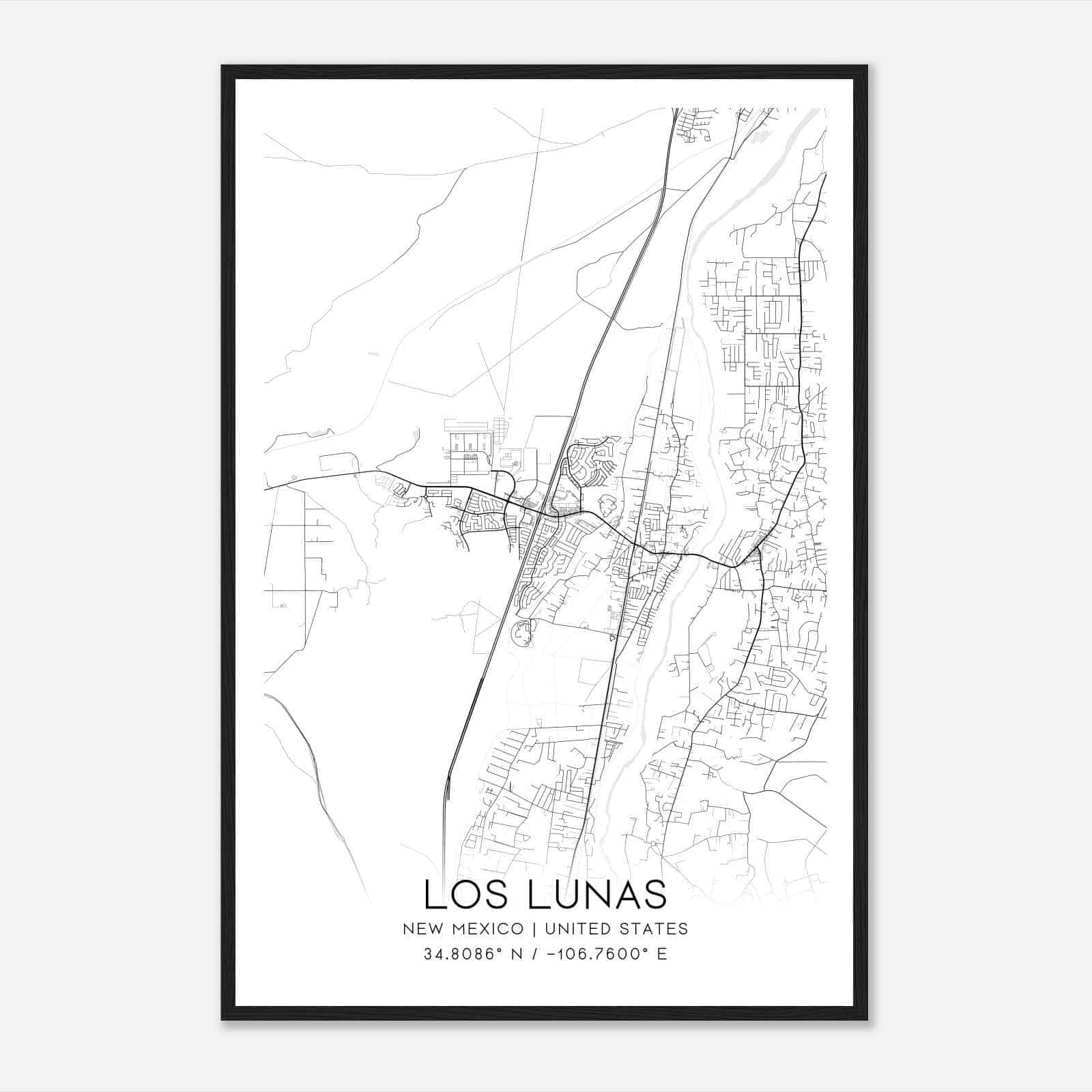 Los Lunas New Mexico Map Poster, Modern Home Decor Wall Art Print