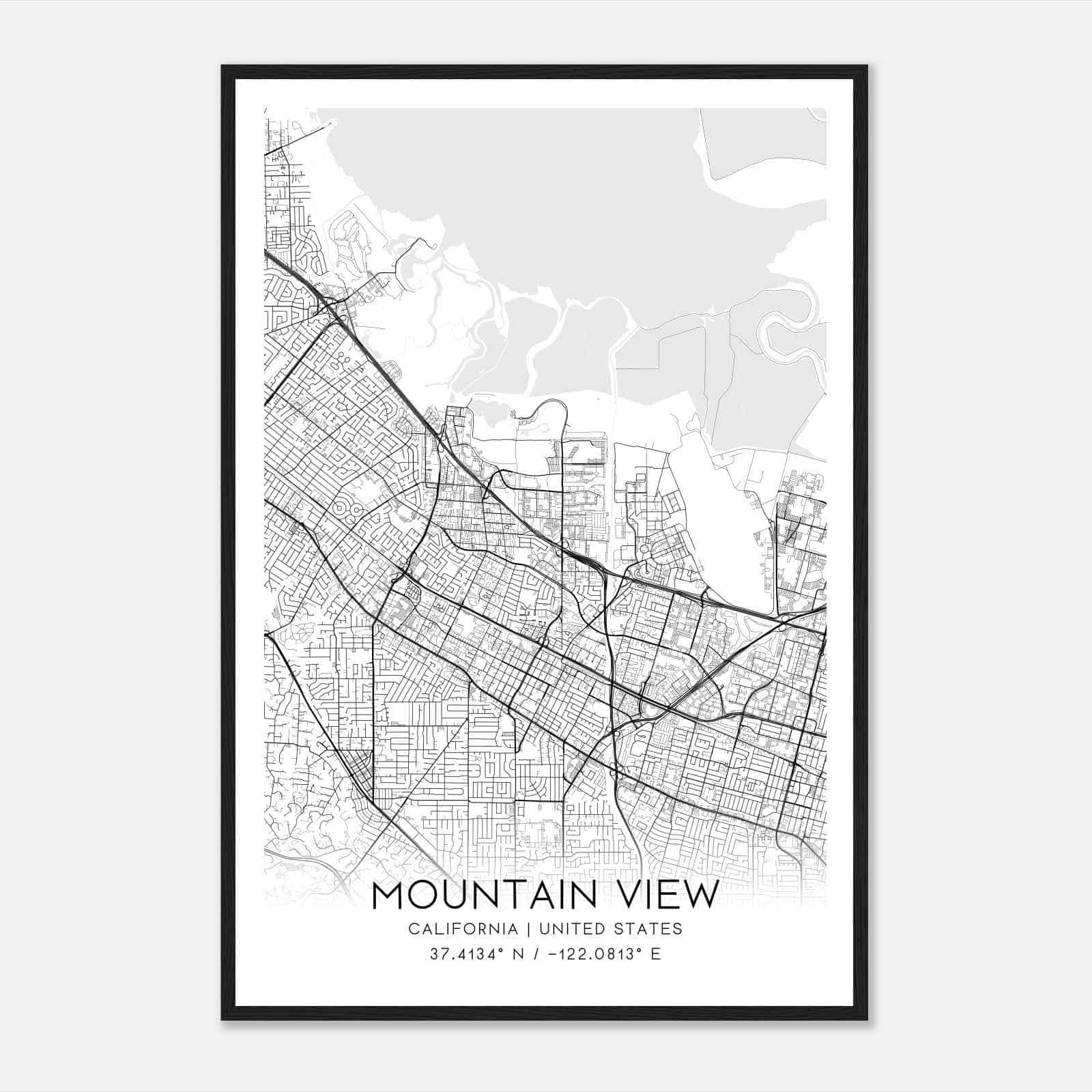 Mountain View California Map Poster, Modern Home Decor Wall Art Print Mountain View California Map Poster, Modern Home Decor Wall Art Print