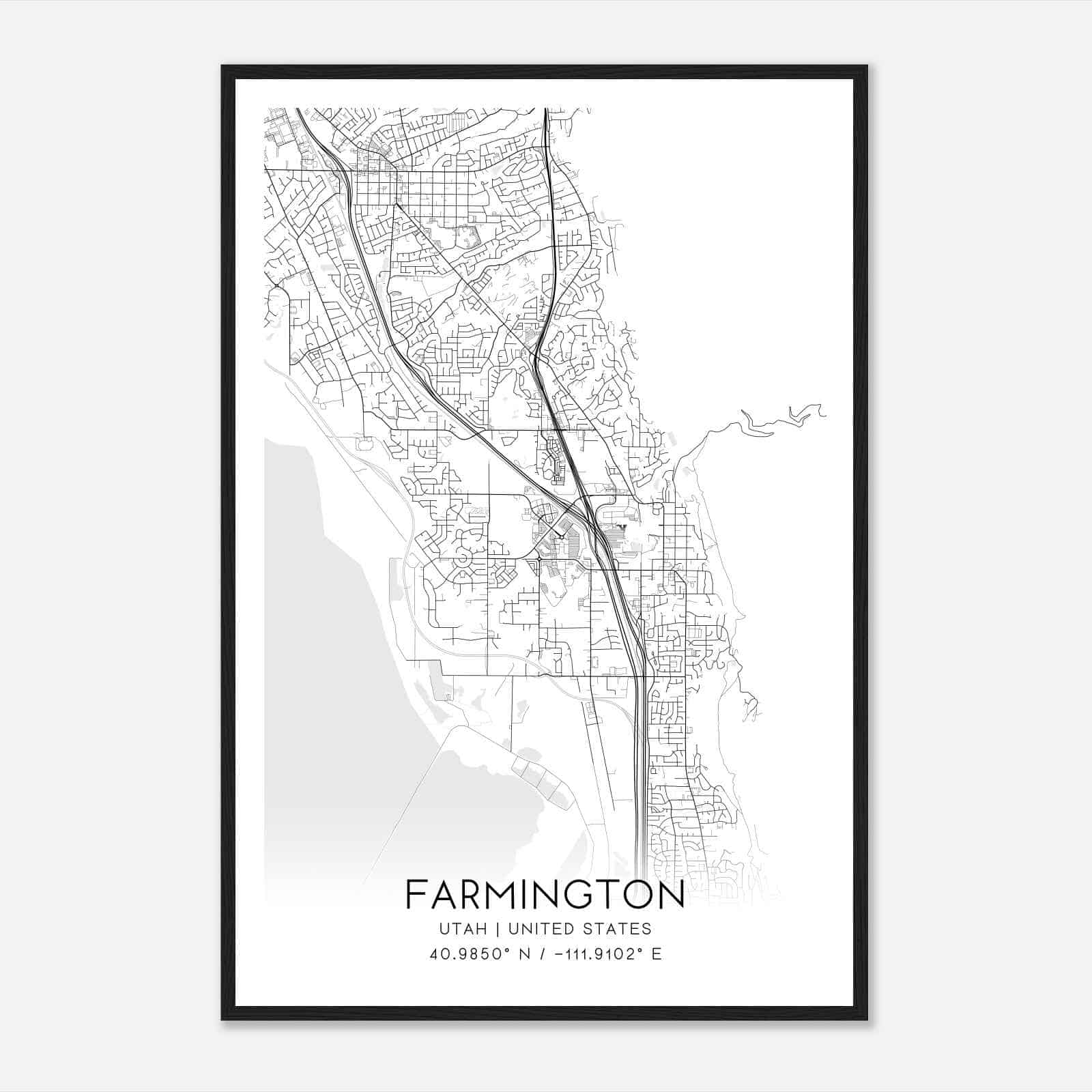 Farmington Utah Map Poster, Modern Home Decor Wall Art Print