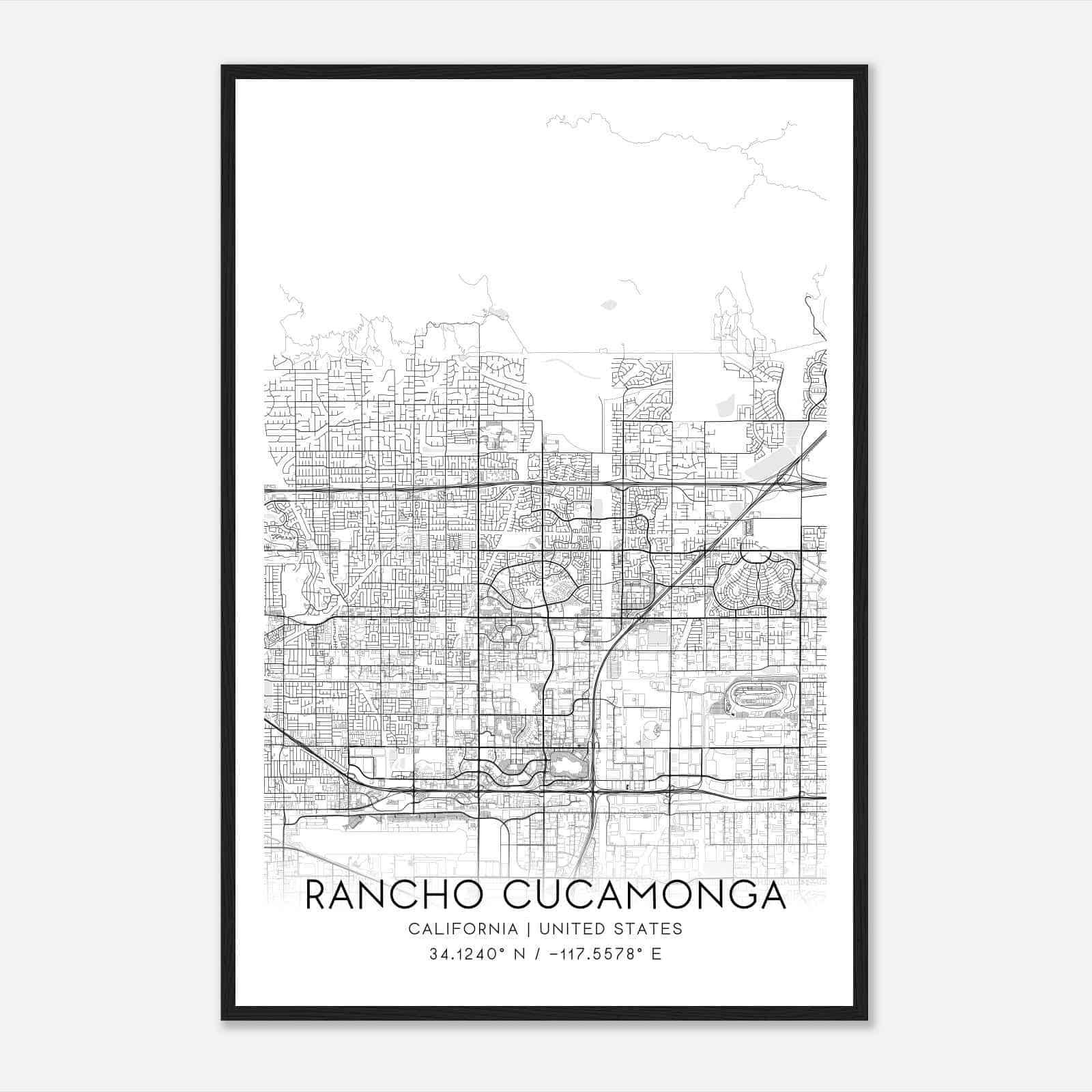 Rancho Cucamonga California Map Poster, Modern Home Decor Wall Art Print -  Custom Maps \u0026 Posters, image size:1600x1600