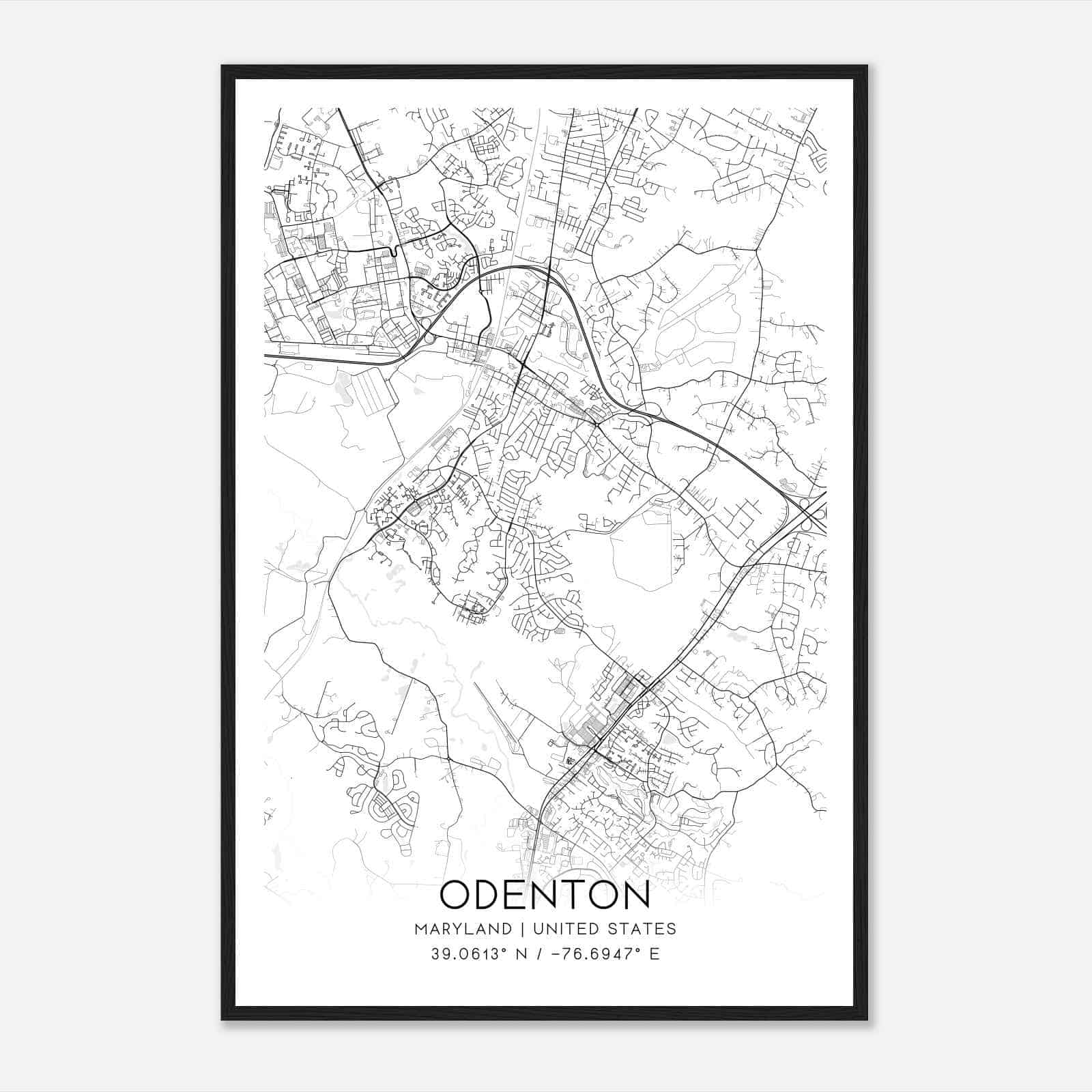 Odenton Maryland Map Poster, Modern Home Decor Wall Art Print