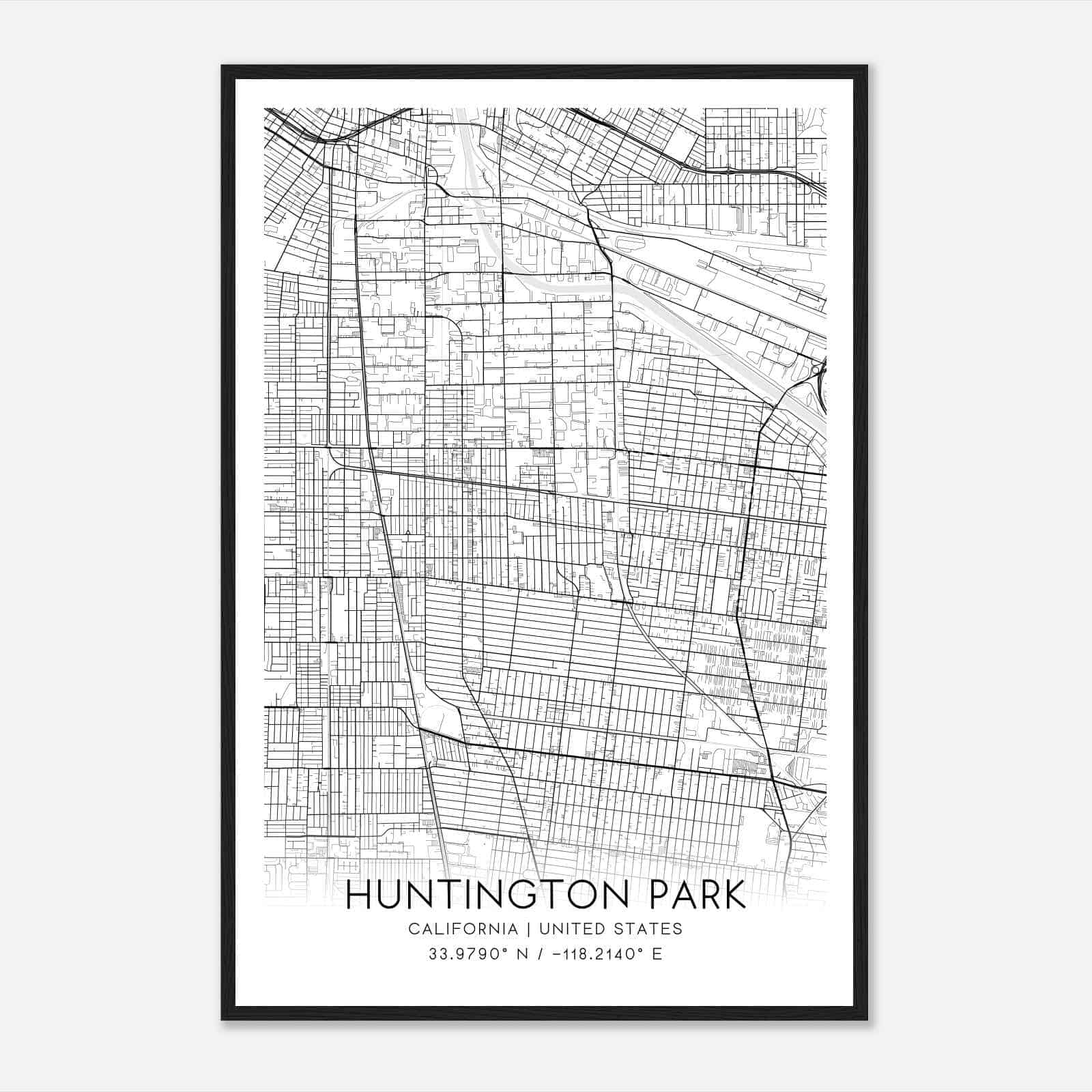 Huntington Park California Map Poster, Modern Home Decor Wall Art Print Huntington Park California Map Poster, Modern Home Decor Wall Art Print