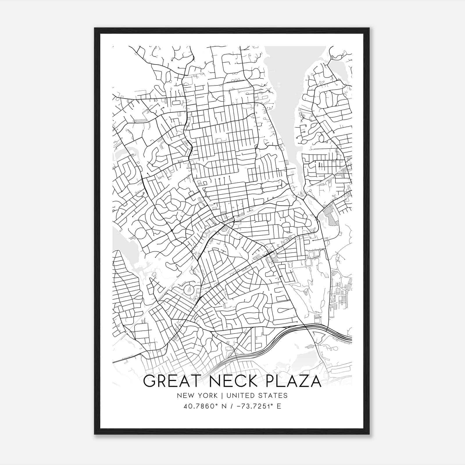 Great Neck Plaza New York Map Poster, Modern Home Decor Wall Art Print