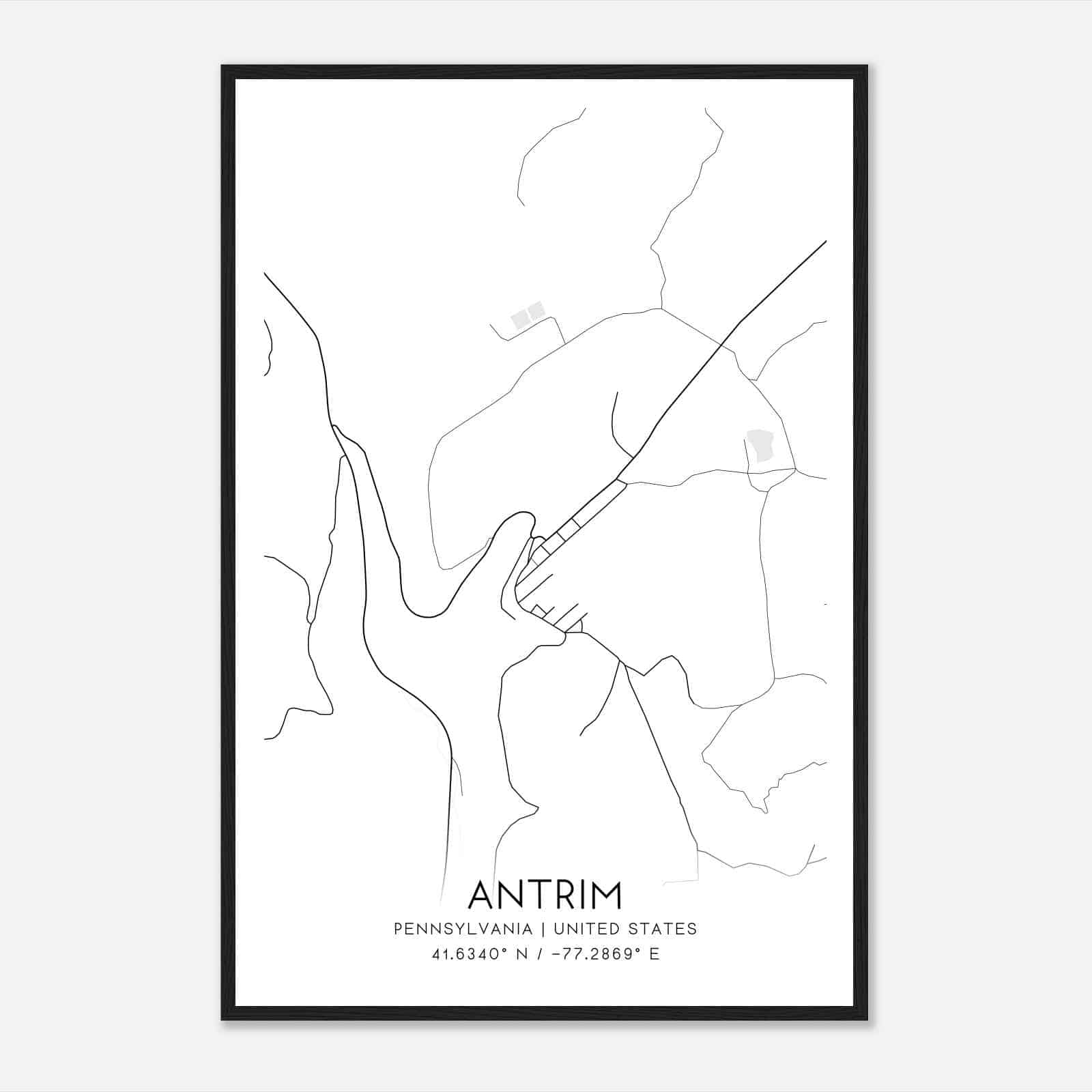 Antrim Pennsylvania Map Poster, Modern Home Decor Wall Art Print