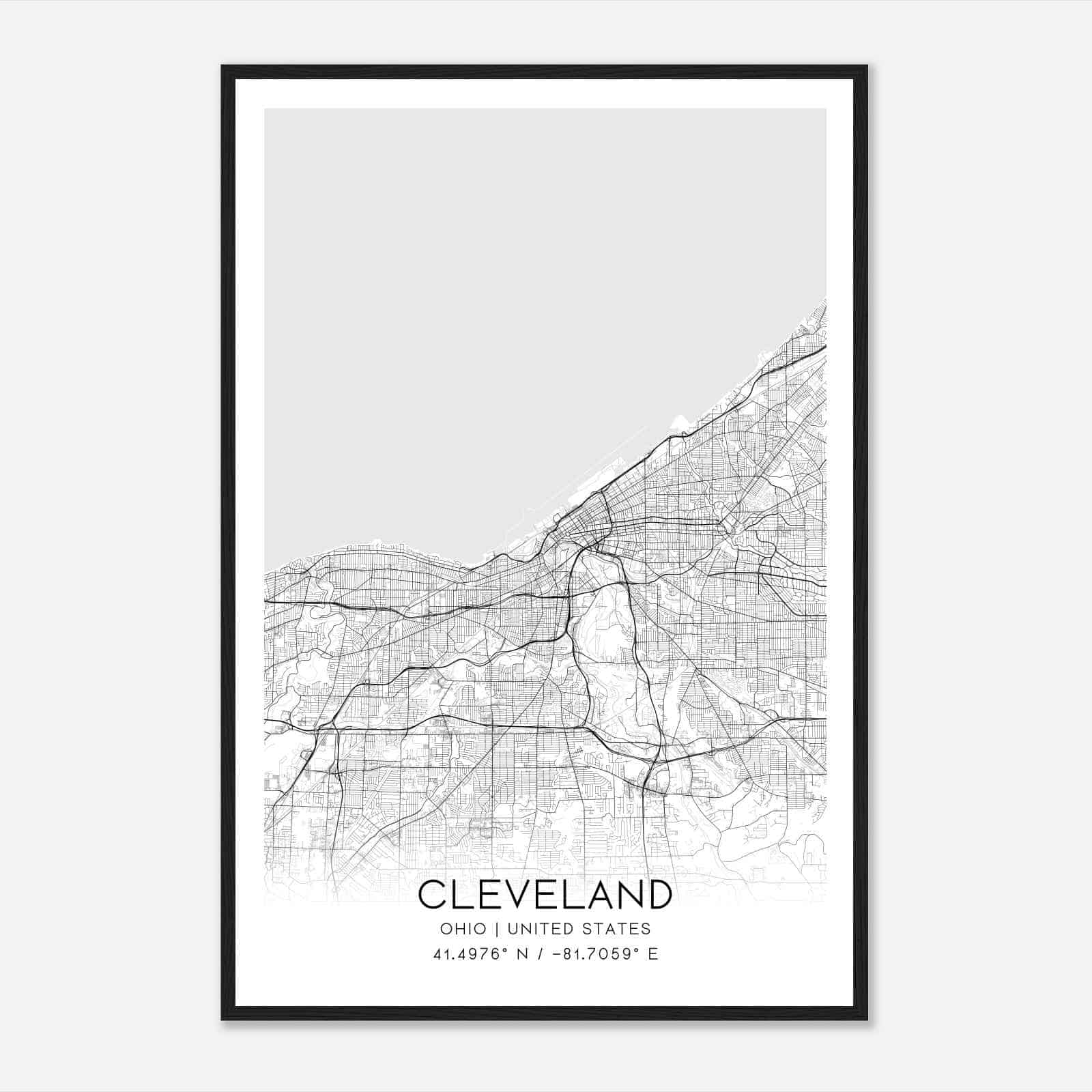 Cleveland Ohio Map Poster, Modern Home Decor Wall Art Print