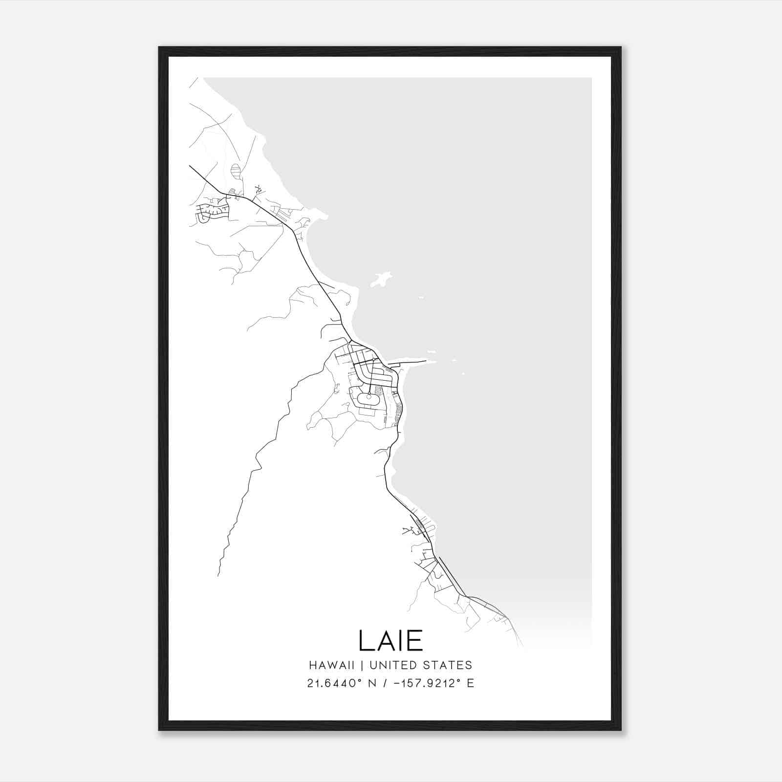 Laie Hawaii Map Poster, Modern Home Decor Wall Art Print Laie Hawaii Map Poster, Modern Home Decor Wall Art Print
