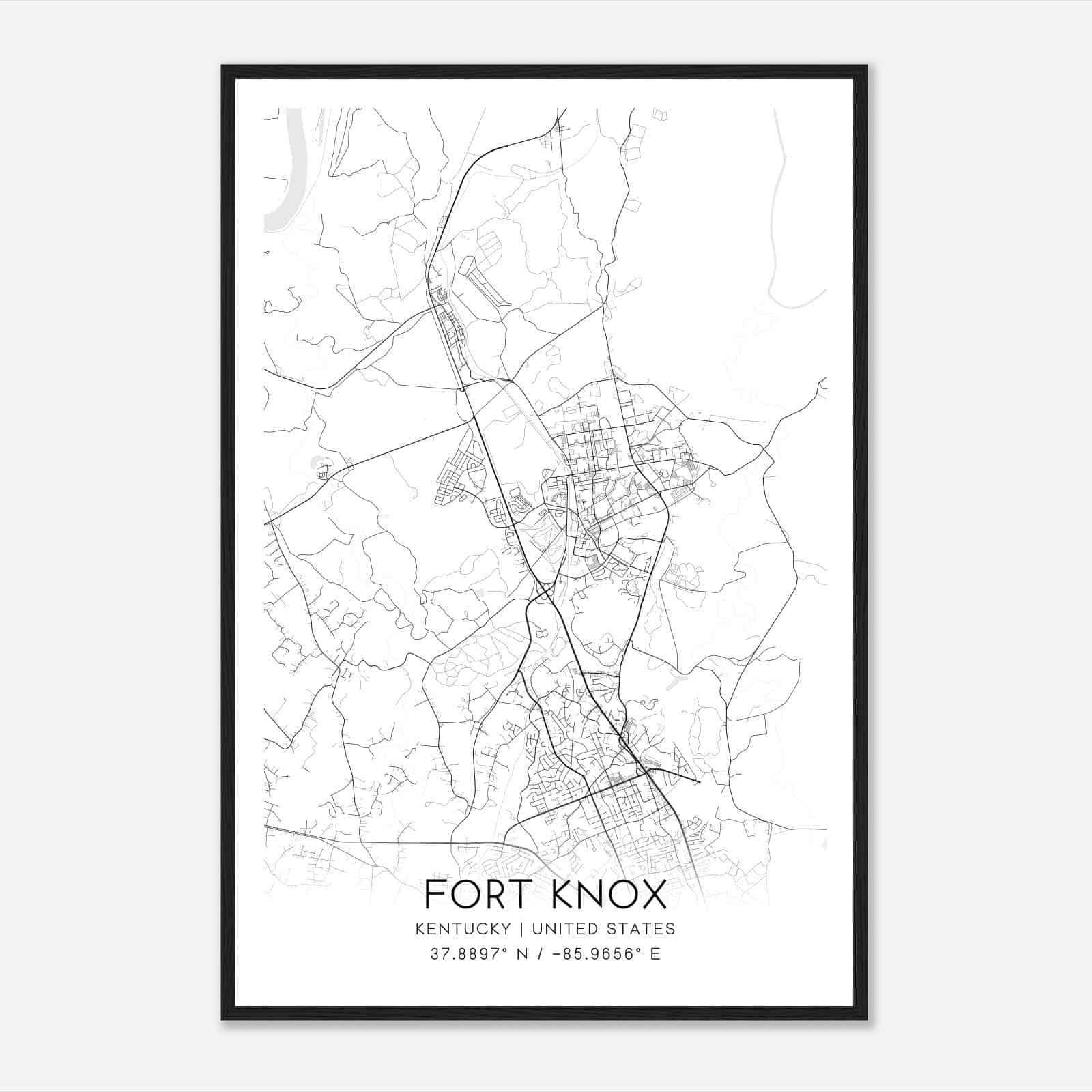 Fort Knox Kentucky Map Poster, Modern Home Decor Wall Art Print