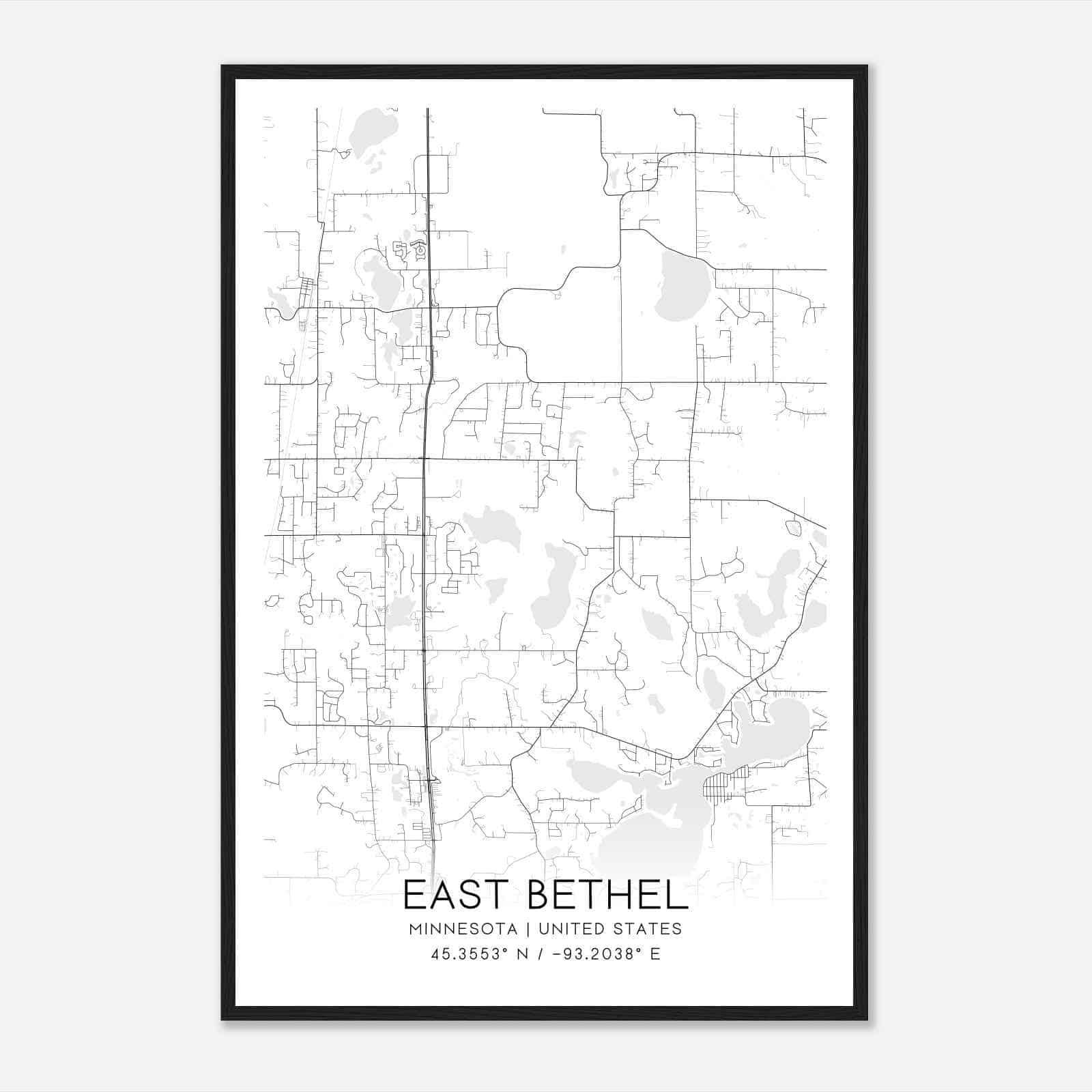East Bethel Minnesota Map Poster, Modern Home Decor Wall Art Print