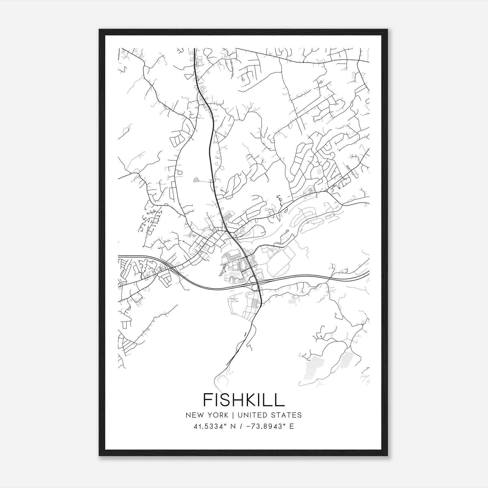 Fishkill New York Map Poster, Modern Home Decor Wall Art Print