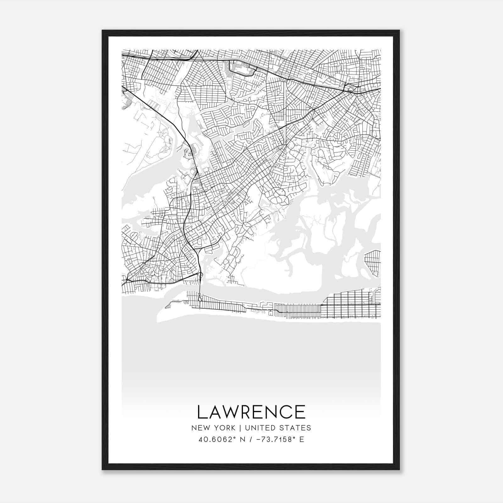 Lawrence New York Map Poster, Modern Home Decor Wall Art Print