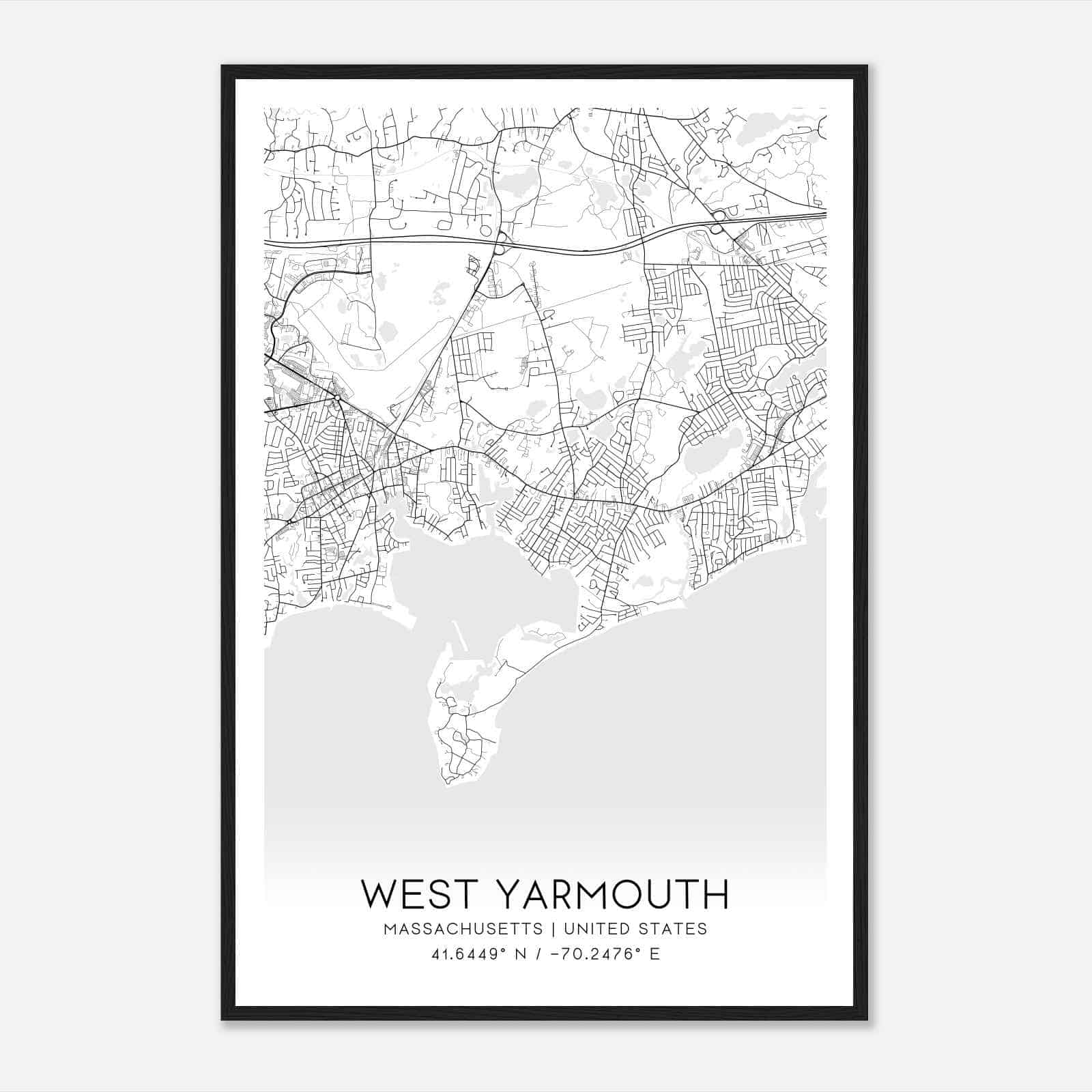West Yarmouth Massachusetts Map Poster, Modern Home Decor Wall Art Print