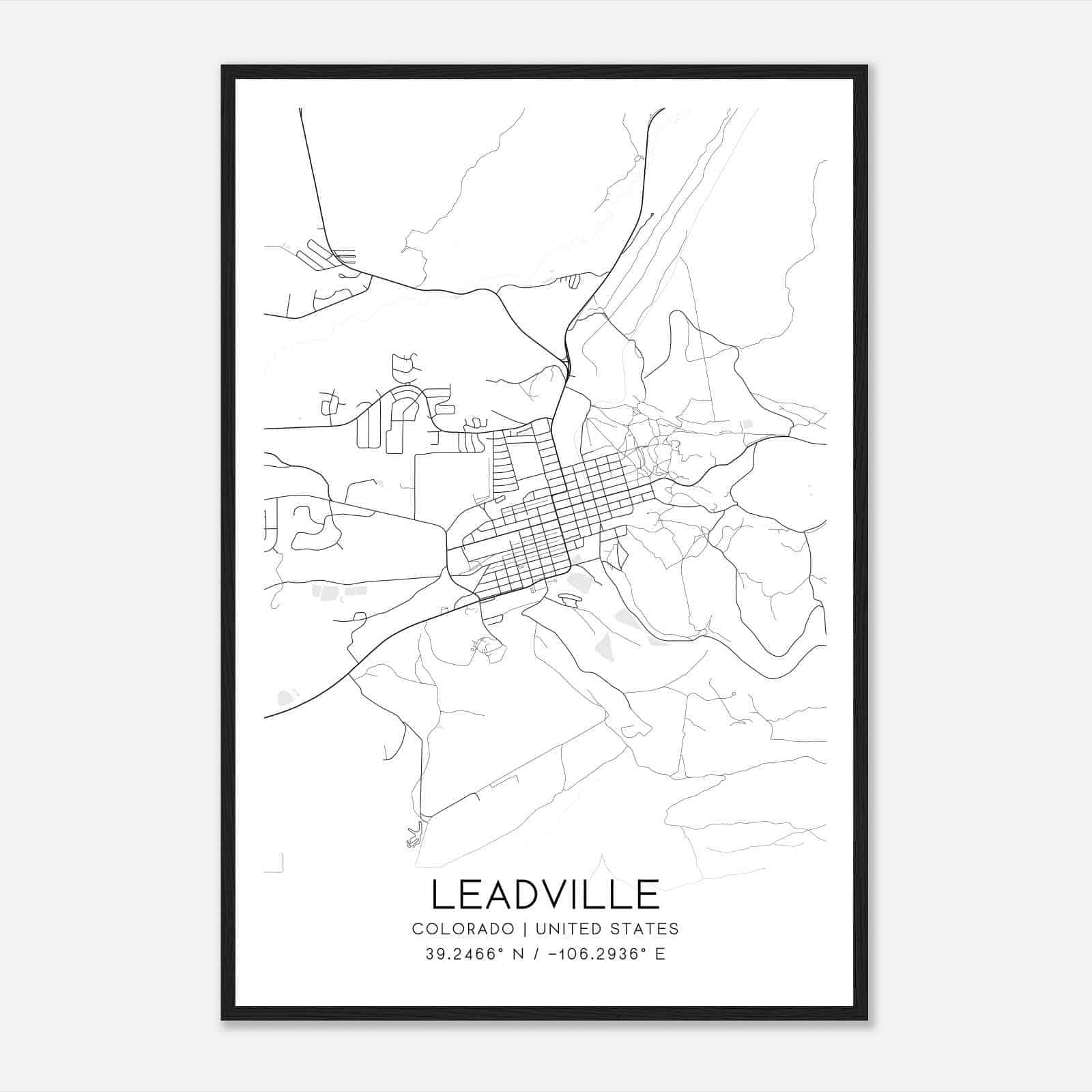 Leadville Colorado Map Poster, Modern Home Decor Wall Art Print