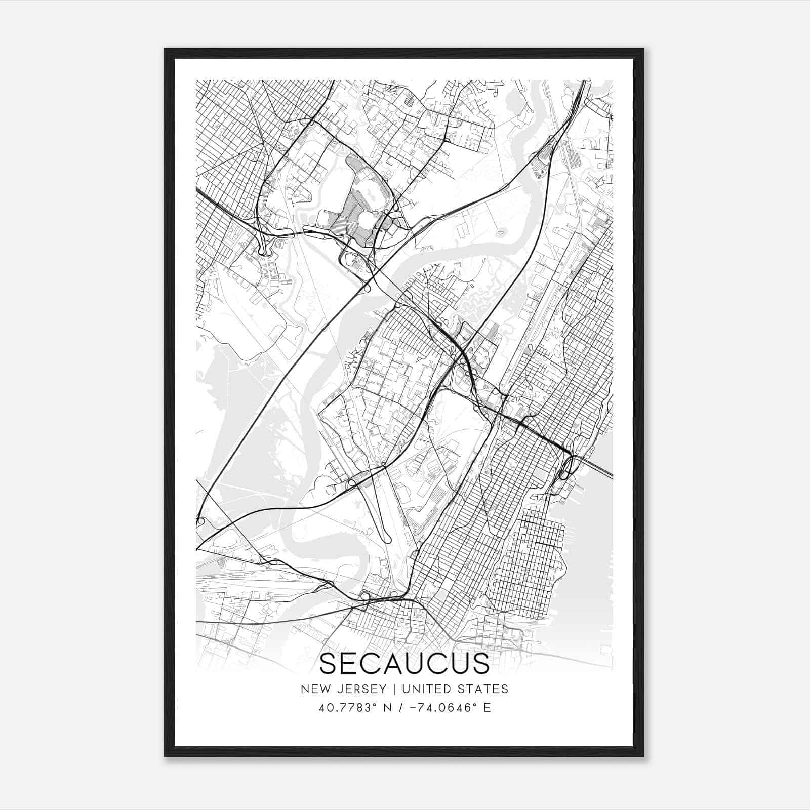 Secaucus New Jersey Map Poster, Modern Home Decor Wall Art Print Secaucus New Jersey Map Poster, Modern Home Decor Wall Art Print