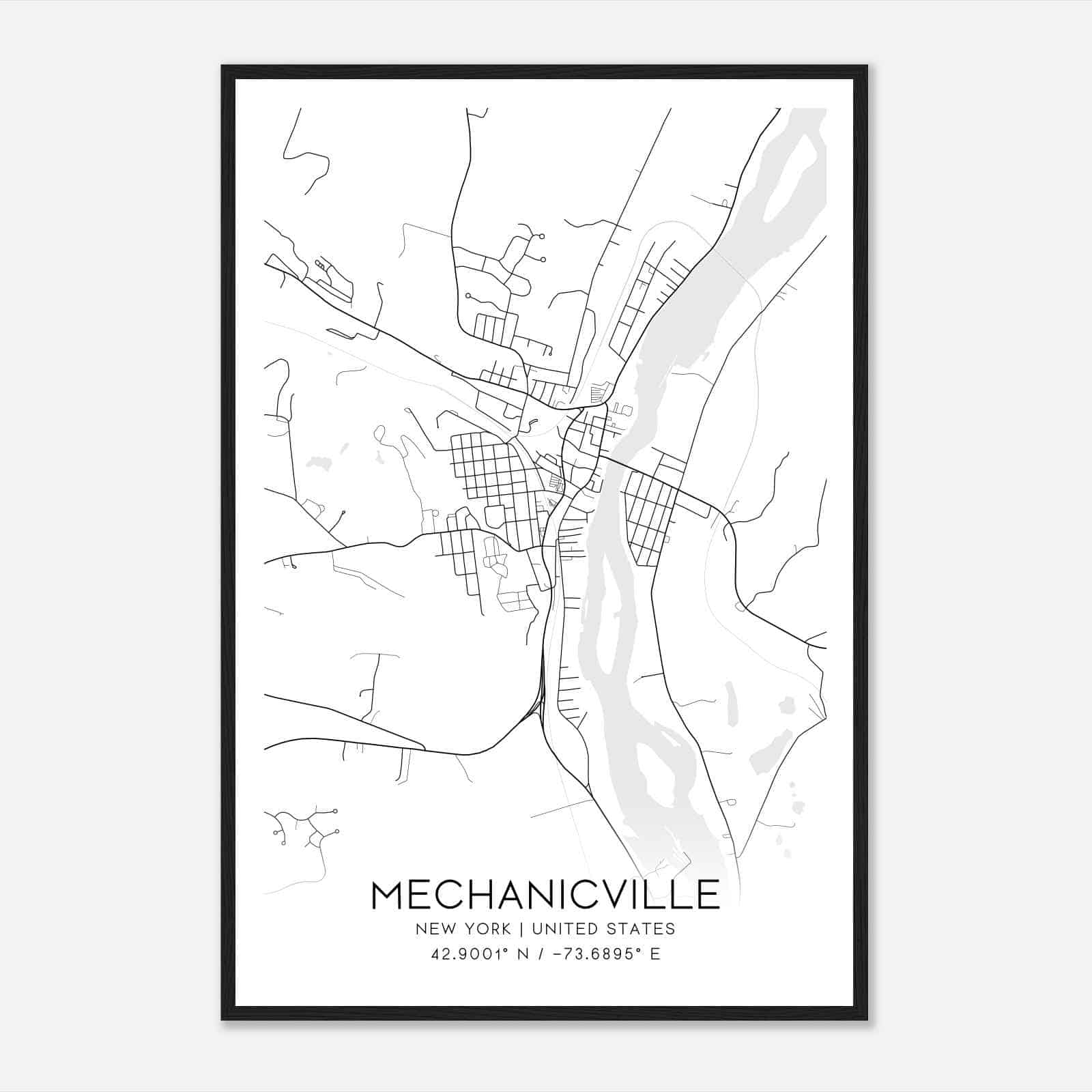 Mechanicville New York Map Poster, Modern Home Decor Wall Art Print