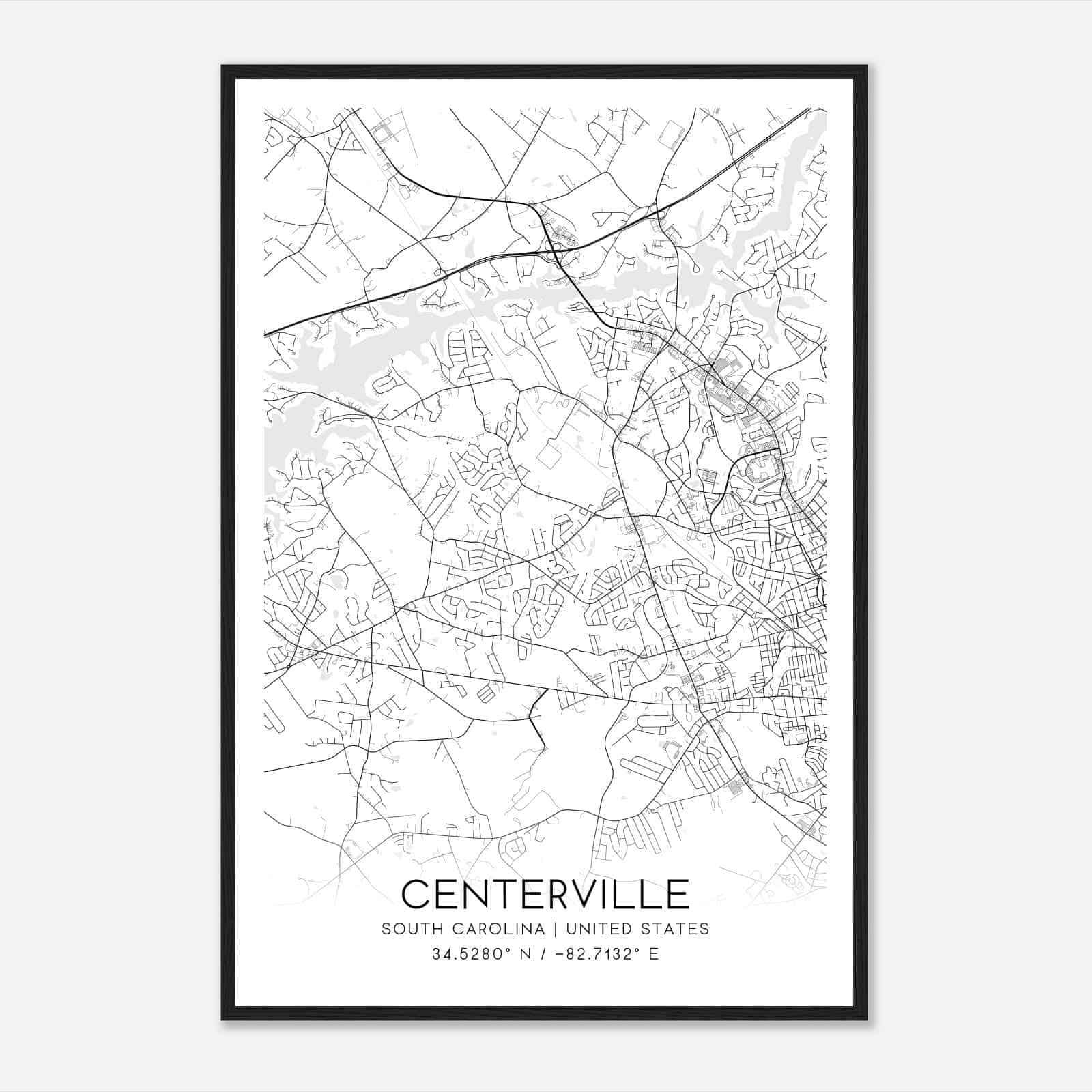 Centerville South Carolina Map Poster, Modern Home Decor Wall Art Print