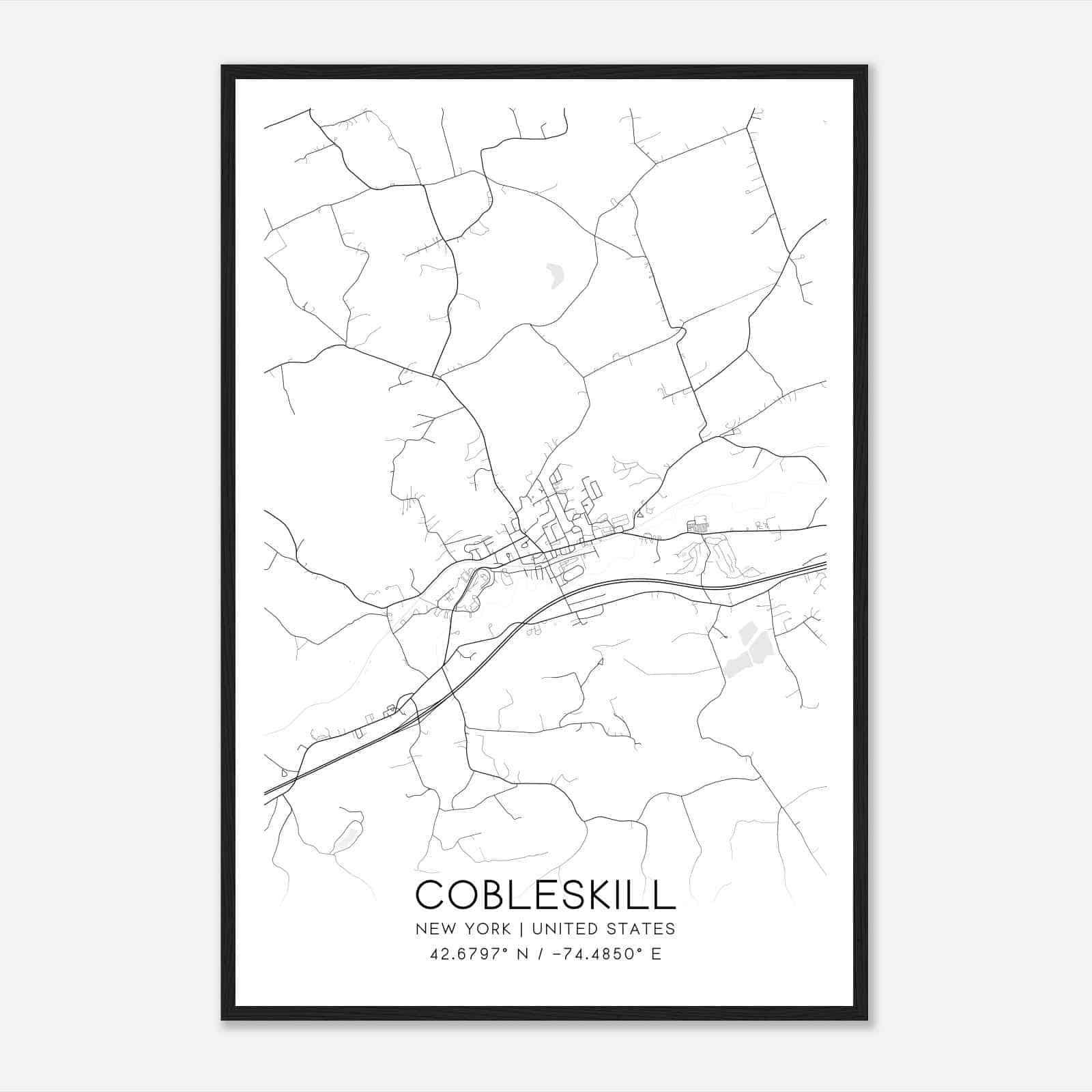 Cobleskill New York Map Poster, Modern Home Decor Wall Art Print
