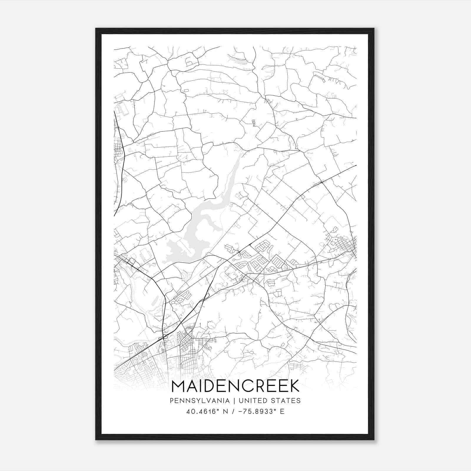 Maidencreek Pennsylvania Map Poster, Modern Home Decor Wall Art Print