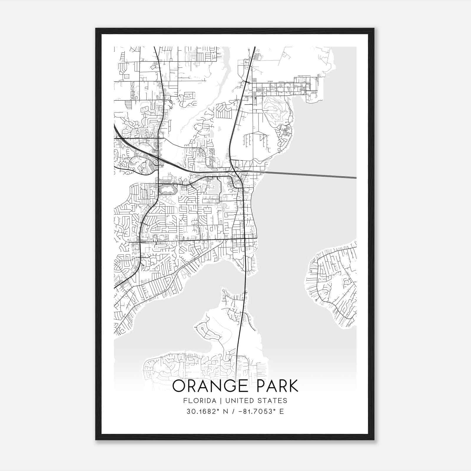 Orange Park Florida Map Poster, Modern Home Decor Wall Art Print Orange Park Florida Map Poster, Modern Home Decor Wall Art Print