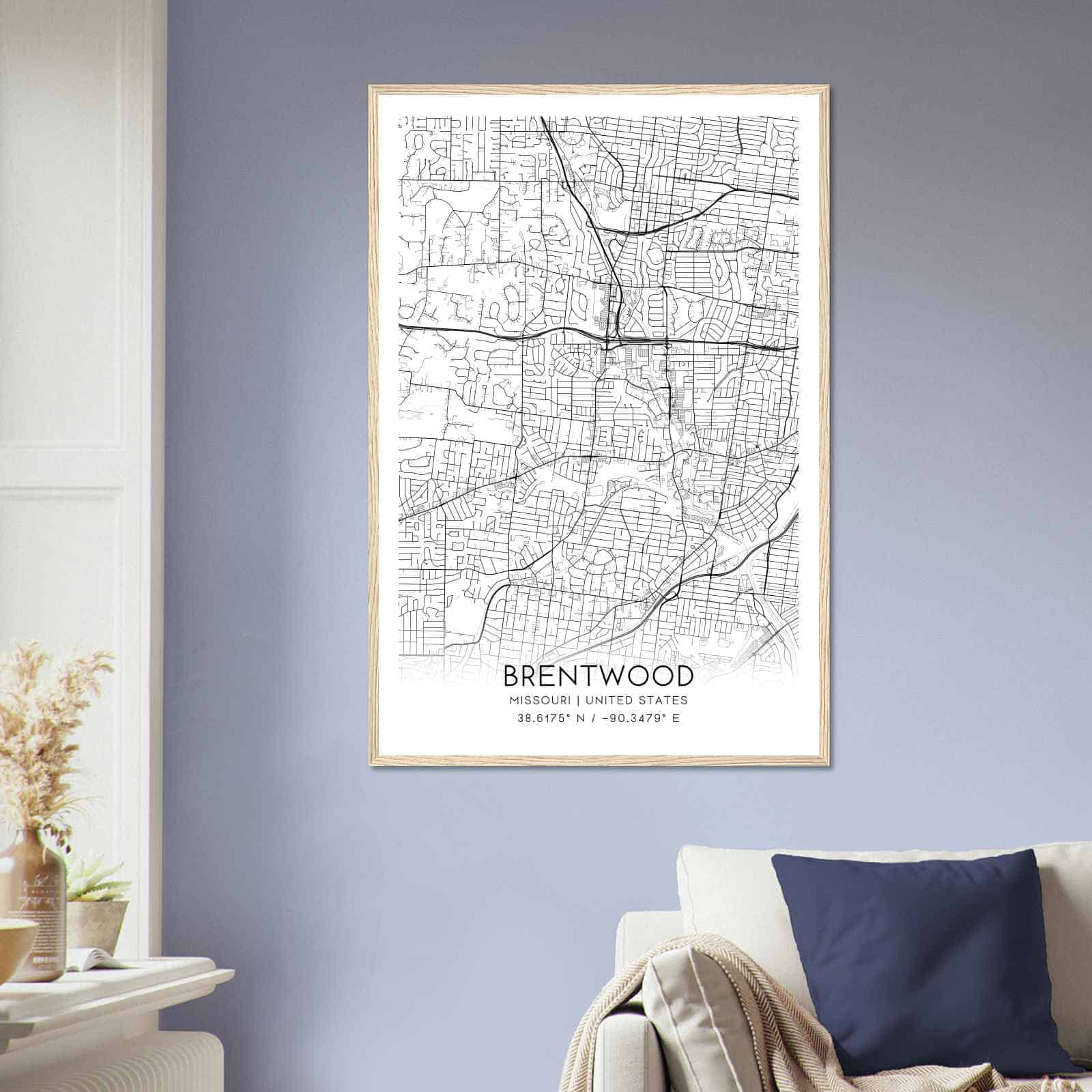 Deerfield Kansas Map Poster, Modern Home Decor Wall Art Print (Copy)