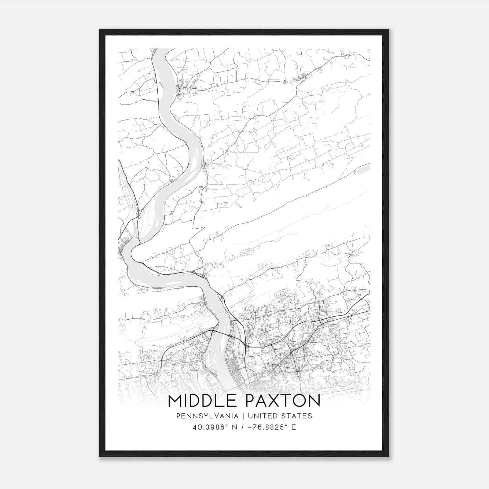 Middle Paxton Pennsylvania Map Poster, Modern Home Decor Wall Art Print