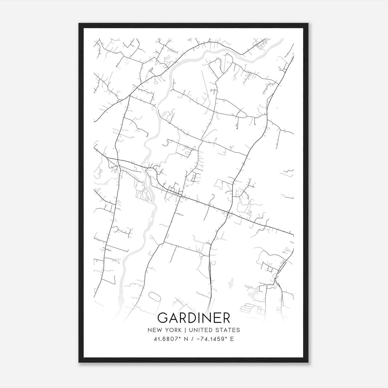 Gardiner New York Map Poster, Modern Home Decor Wall Art Print