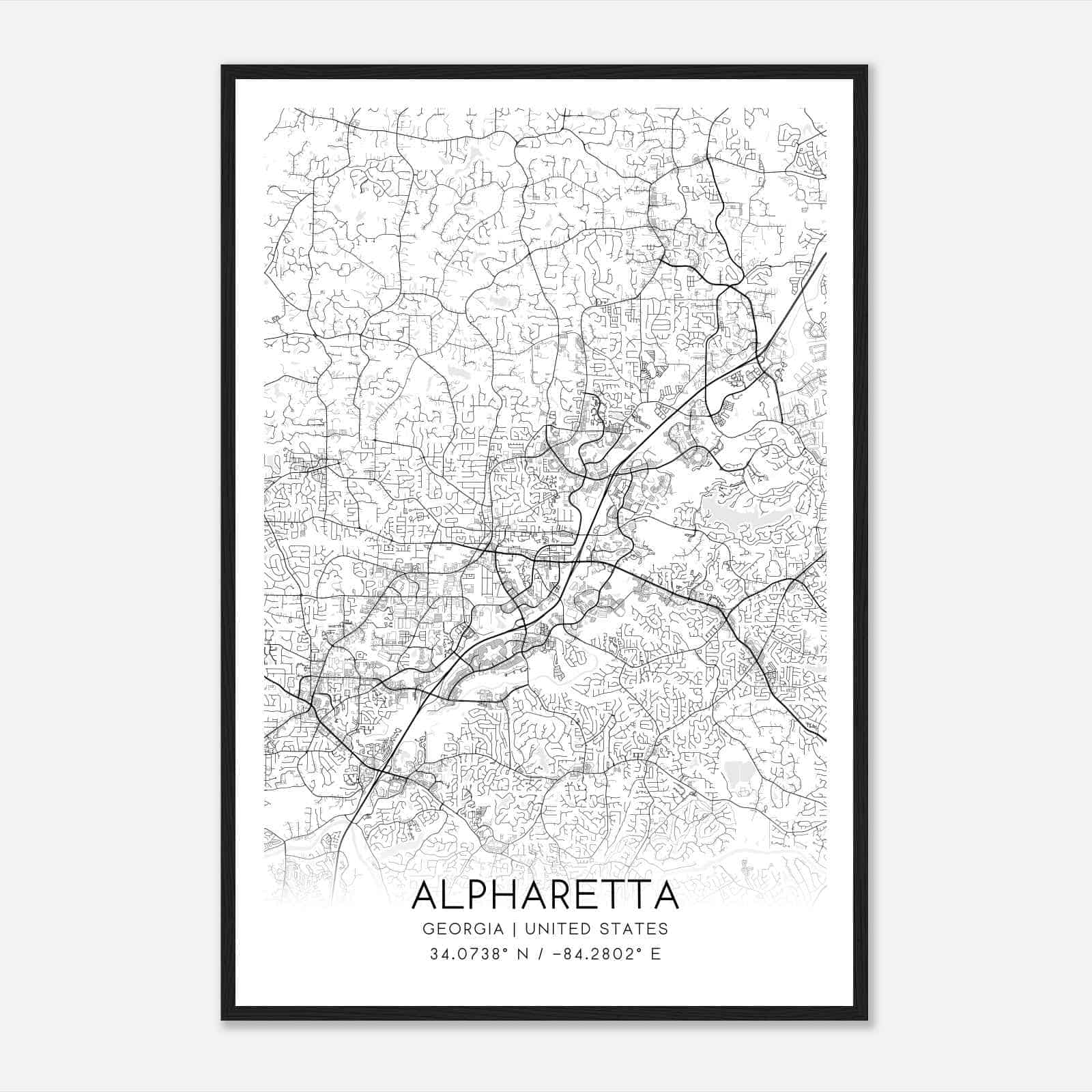 Alpharetta Georgia Map Poster, Modern Home Decor Wall Art Print
