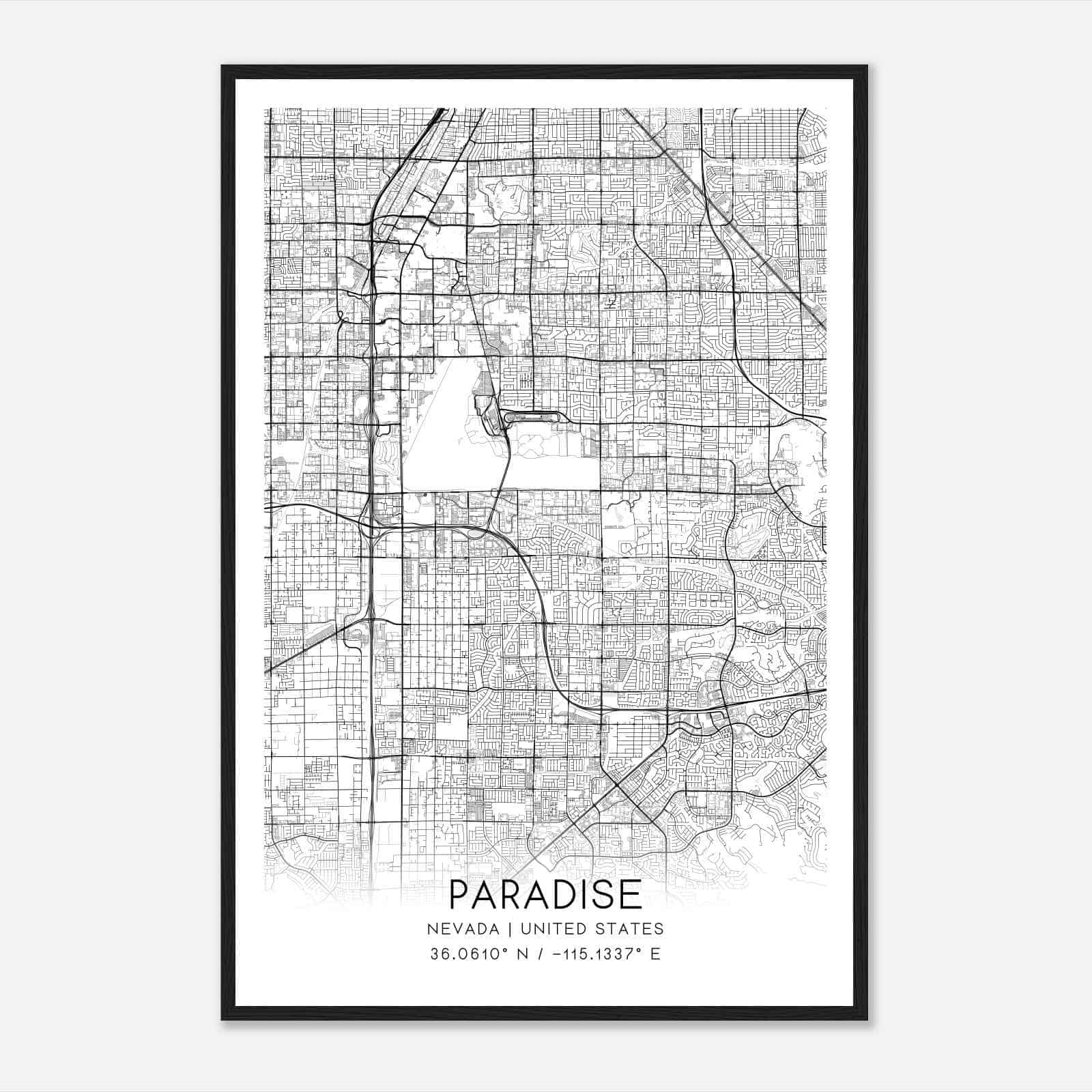 Paradise Nevada Map Poster, Modern Home Decor Wall Art Print Paradise Nevada Map Poster, Modern Home Decor Wall Art Print