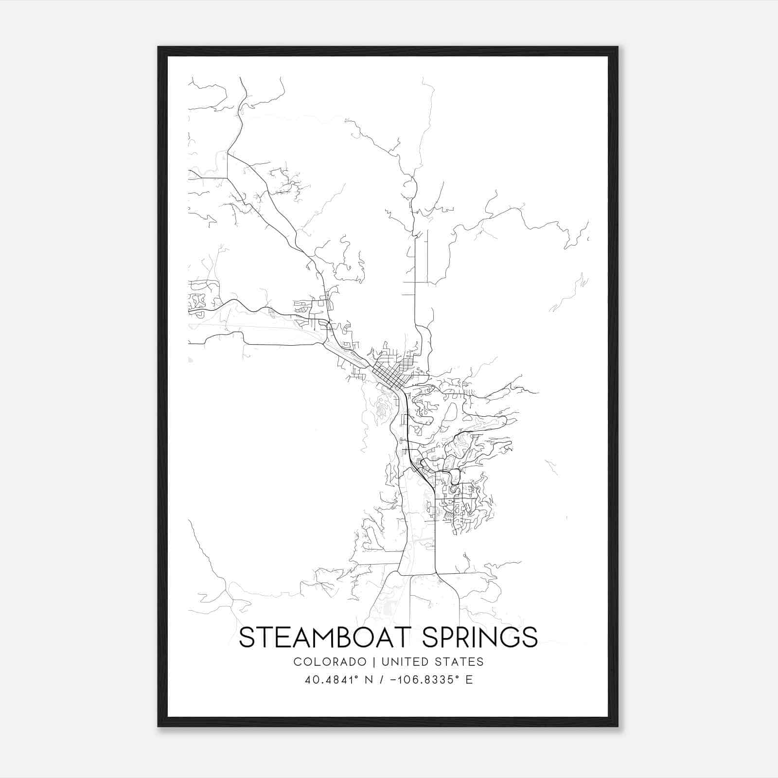 Steamboat Springs Colorado Map Poster, Modern Home Decor Wall Art Print