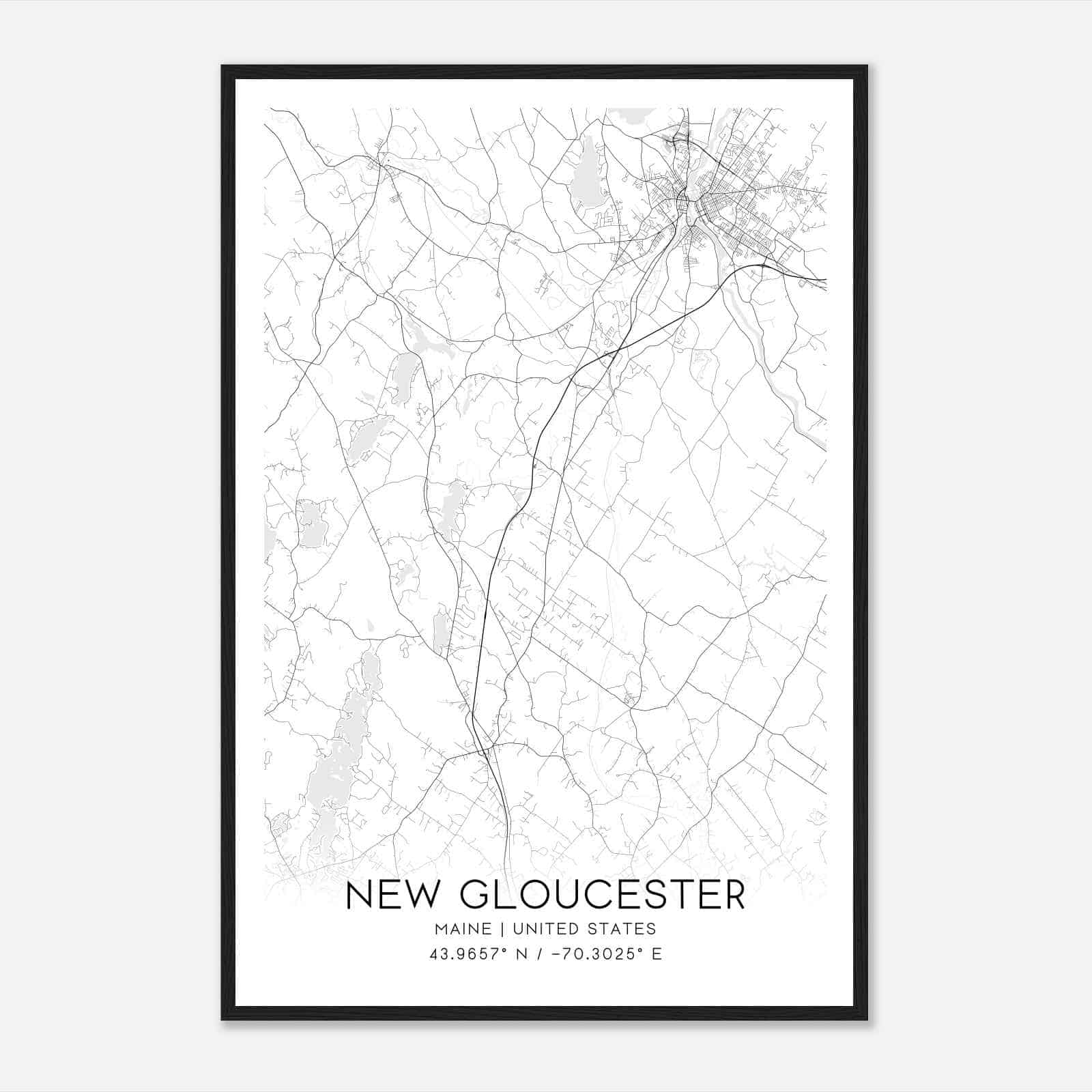 New Gloucester Maine Map Poster, Modern Home Decor Wall Art Print