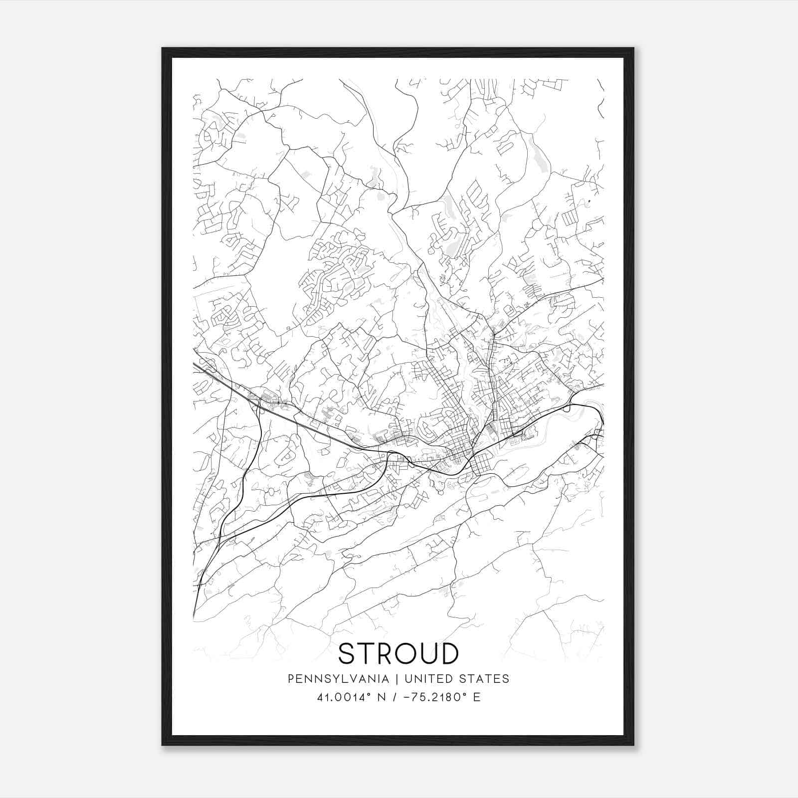 Stroud Pennsylvania Map Poster, Modern Home Decor Wall Art Print Stroud Pennsylvania Map Poster, Modern Home Decor Wall Art Print