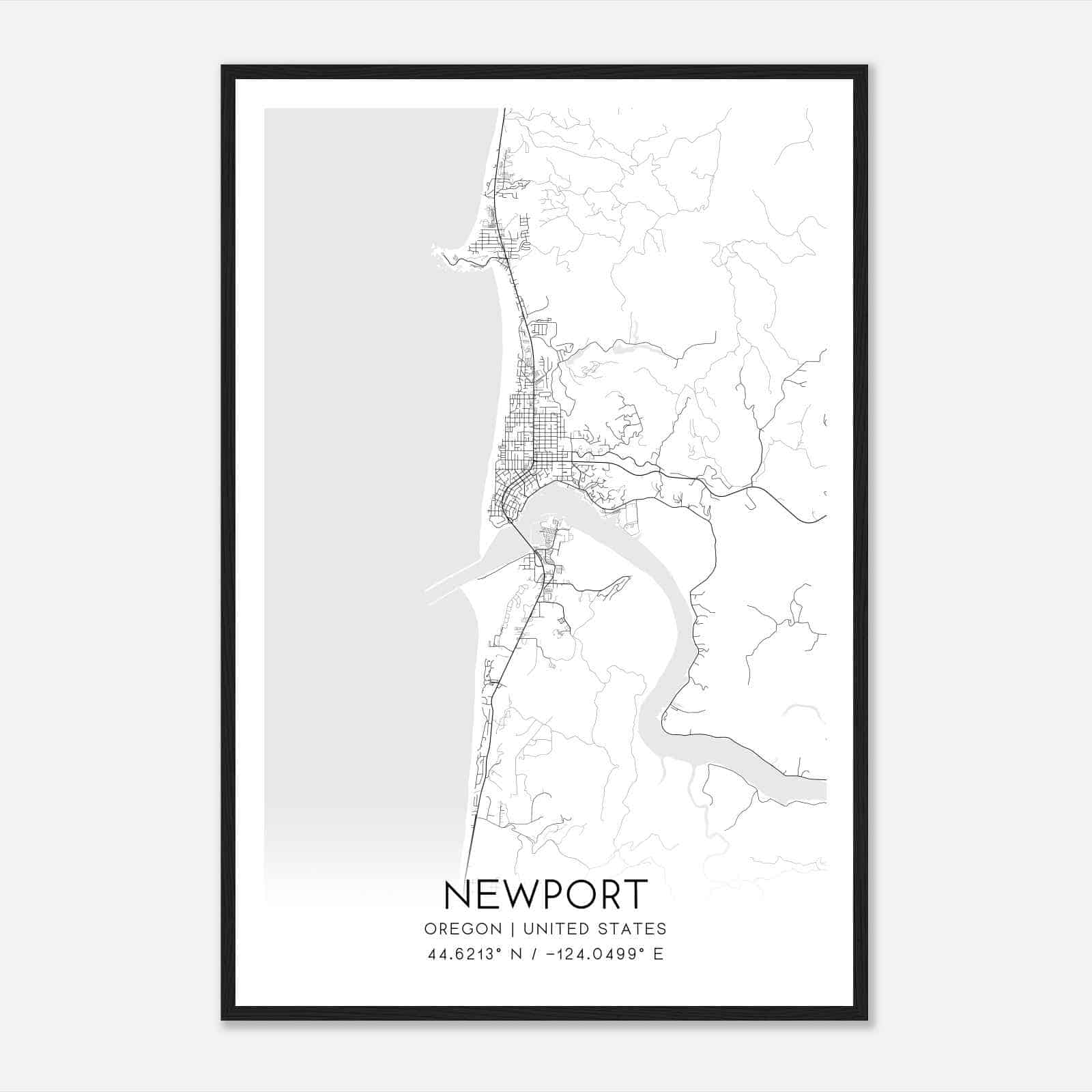 Newport Oregon Map Poster, Modern Home Decor Wall Art Print