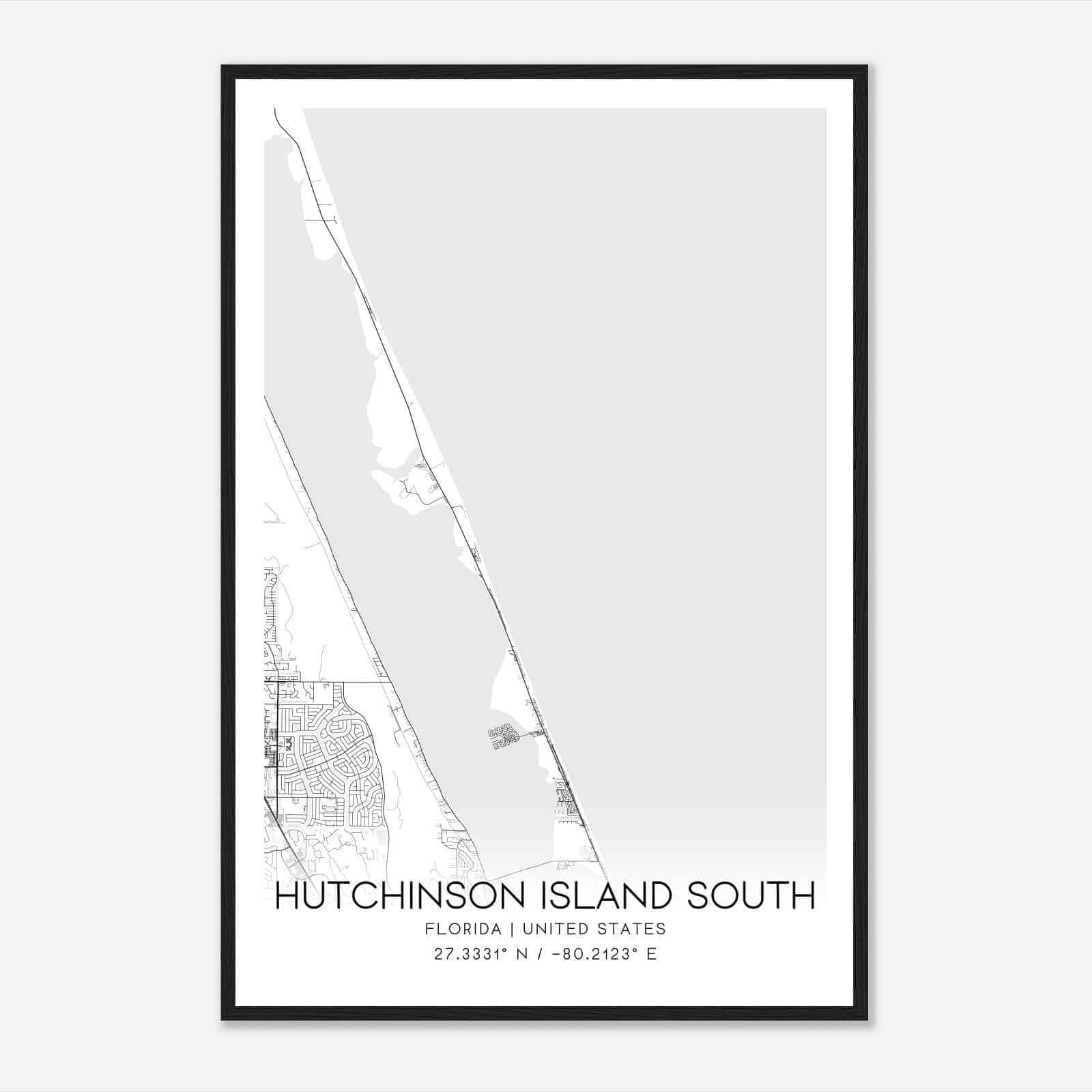 Hutchinson Island South Florida Map Poster, Modern Home Decor Wall Art Print