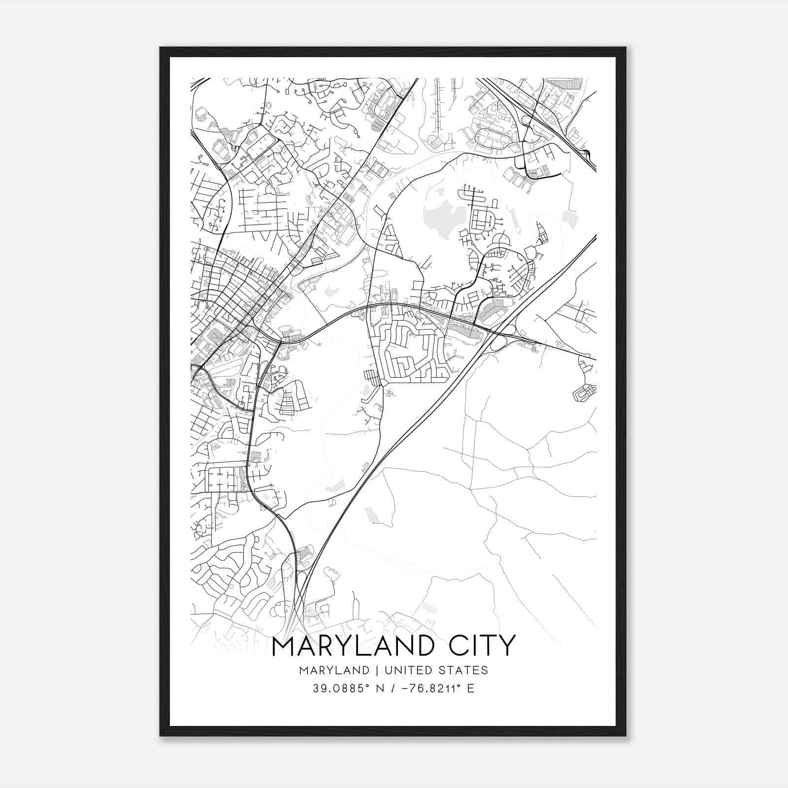 Maryland City Maryland Map Poster, Modern Home Decor Wall Art Print