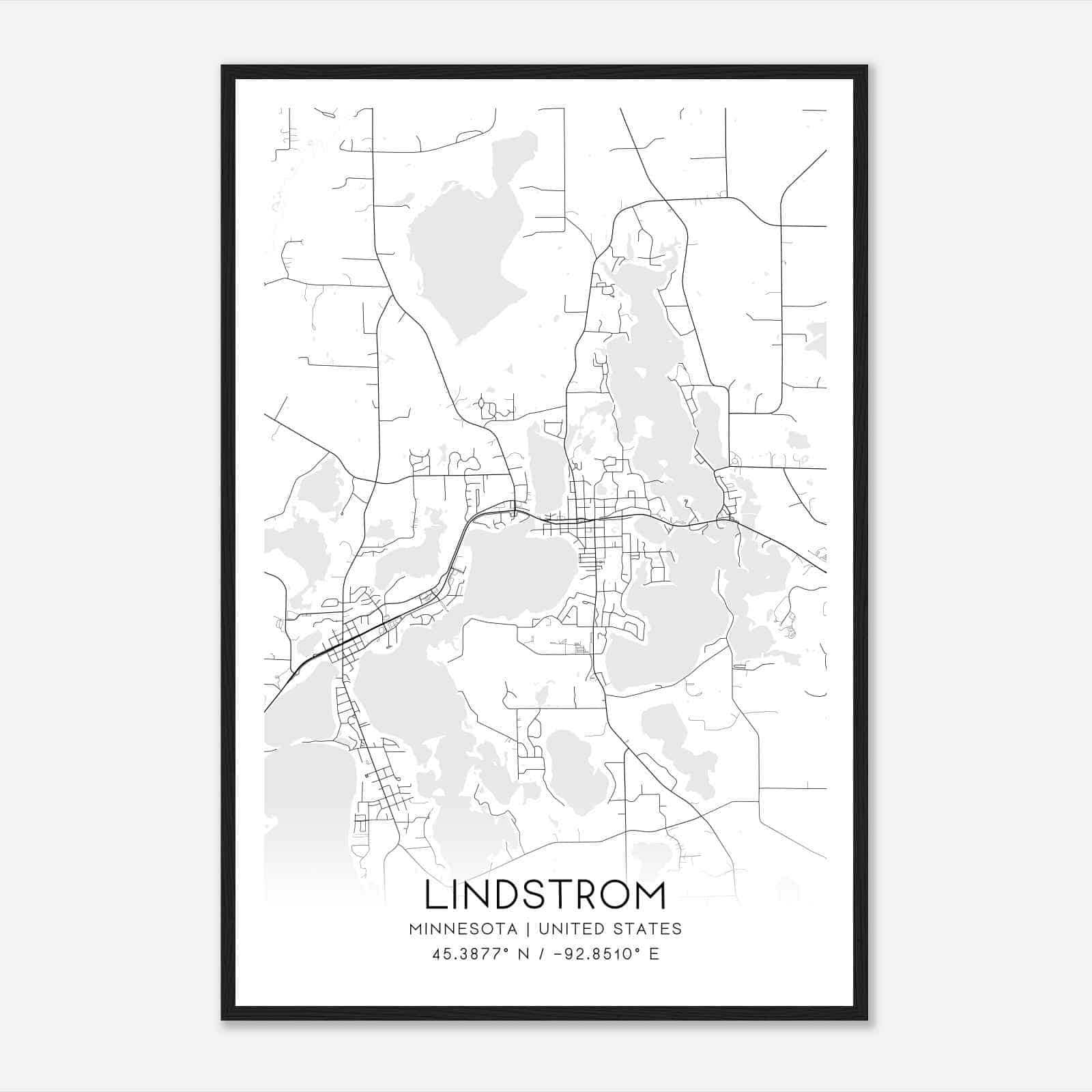Lindstrom Minnesota Map Poster, Modern Home Decor Wall Art Print