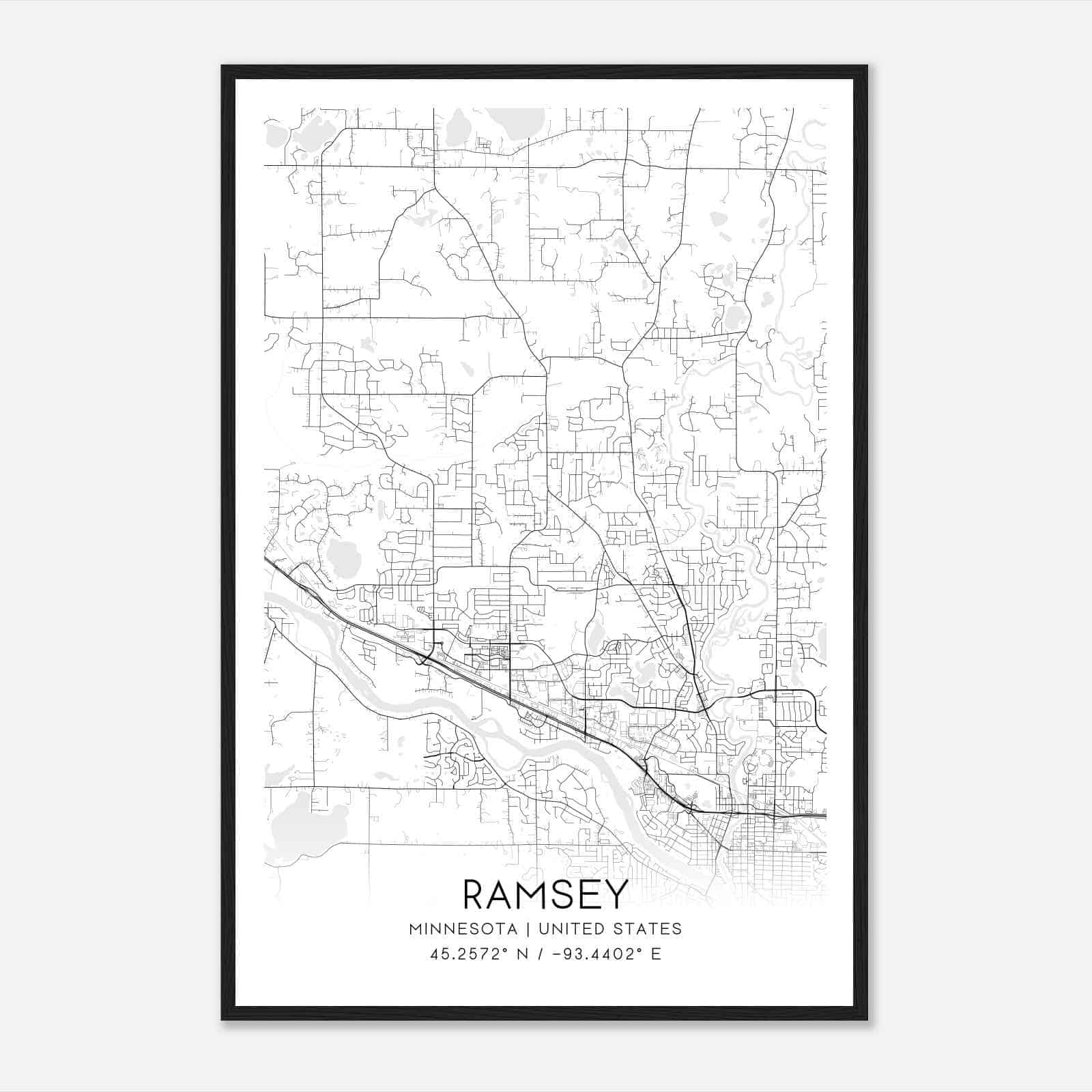 Ramsey Minnesota Map Poster, Modern Home Decor Wall Art Print
