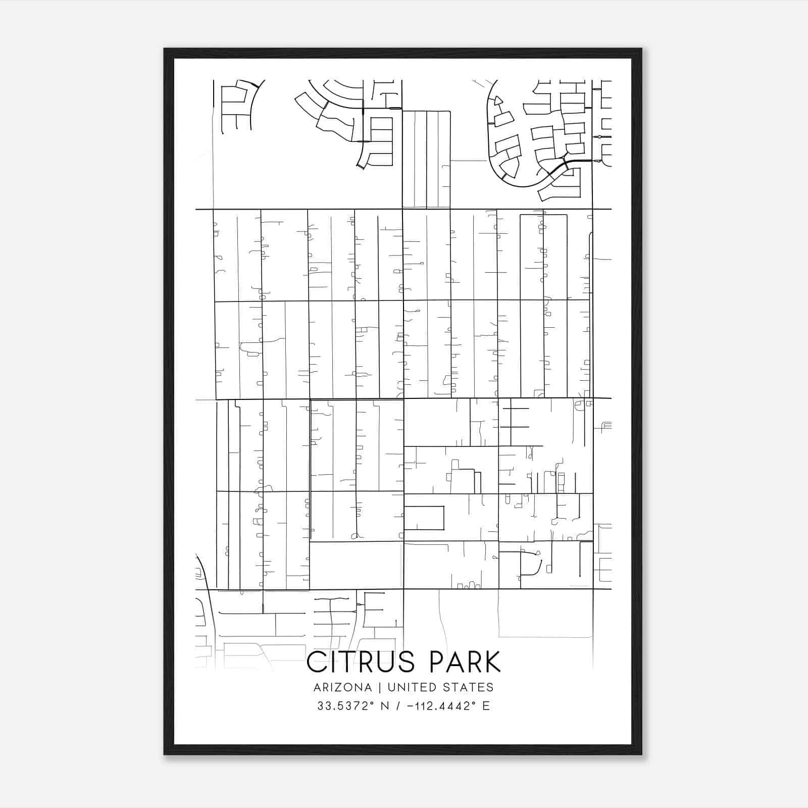 Citrus Park Arizona Map Poster, Modern Home Decor Wall Art Print