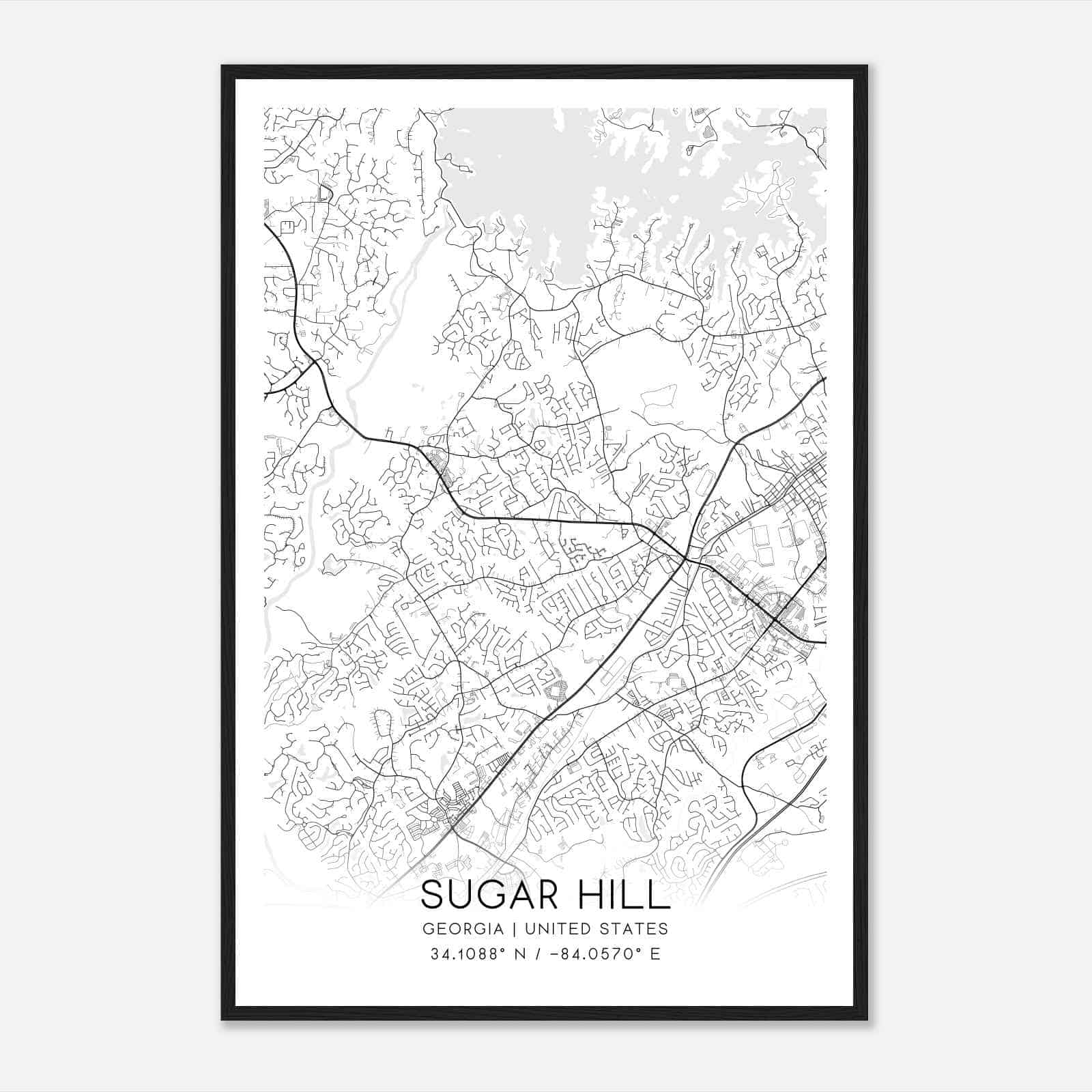 Sugar Hill Georgia Map Poster, Modern Home Decor Wall Art Print Sugar Hill Georgia Map Poster, Modern Home Decor Wall Art Print