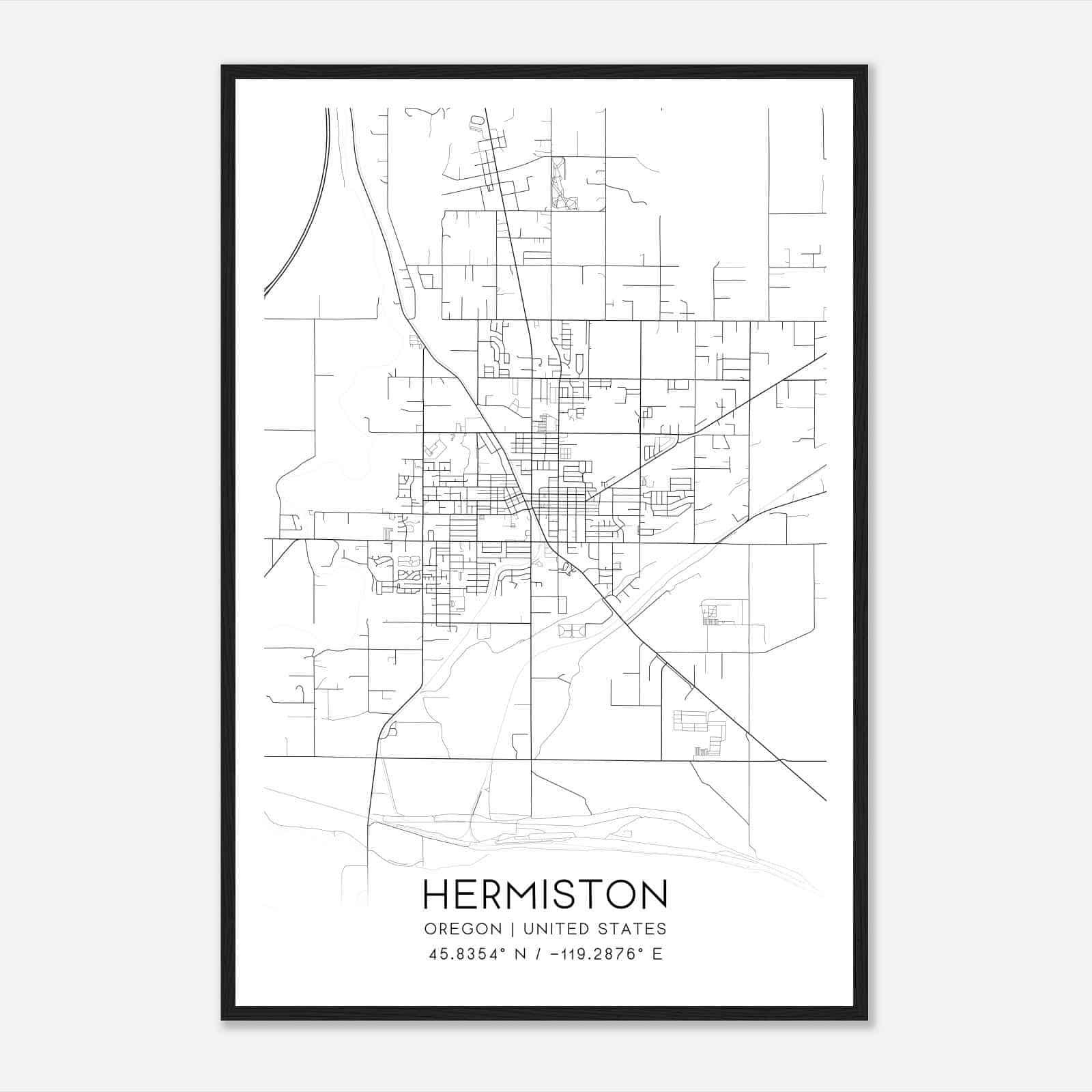Hermiston Oregon Map Poster, Modern Home Decor Wall Art Print