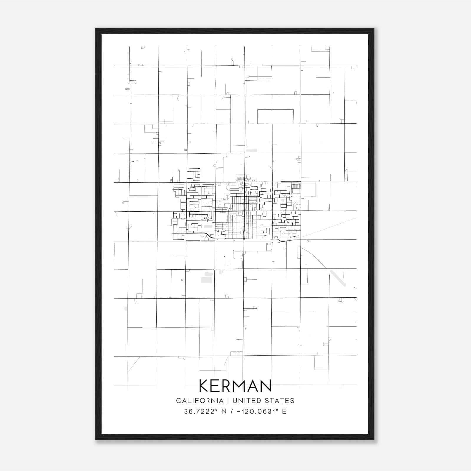 Kerman California Map Poster, Modern Home Decor Wall Art Print Kerman California Map Poster, Modern Home Decor Wall Art Print