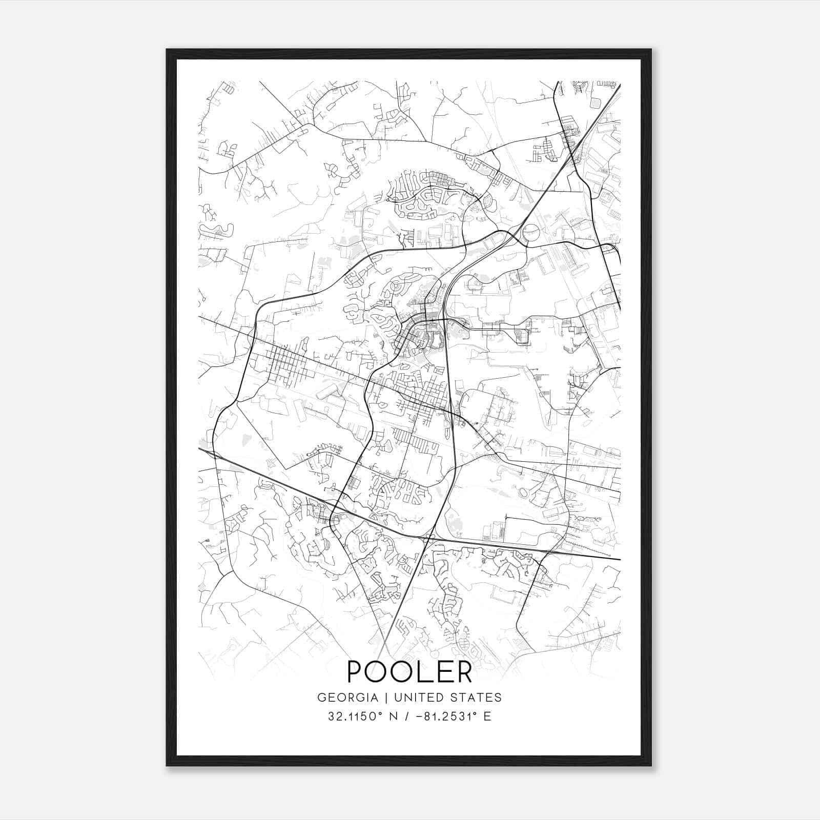 Pooler Georgia Map Poster, Modern Home Decor Wall Art Print