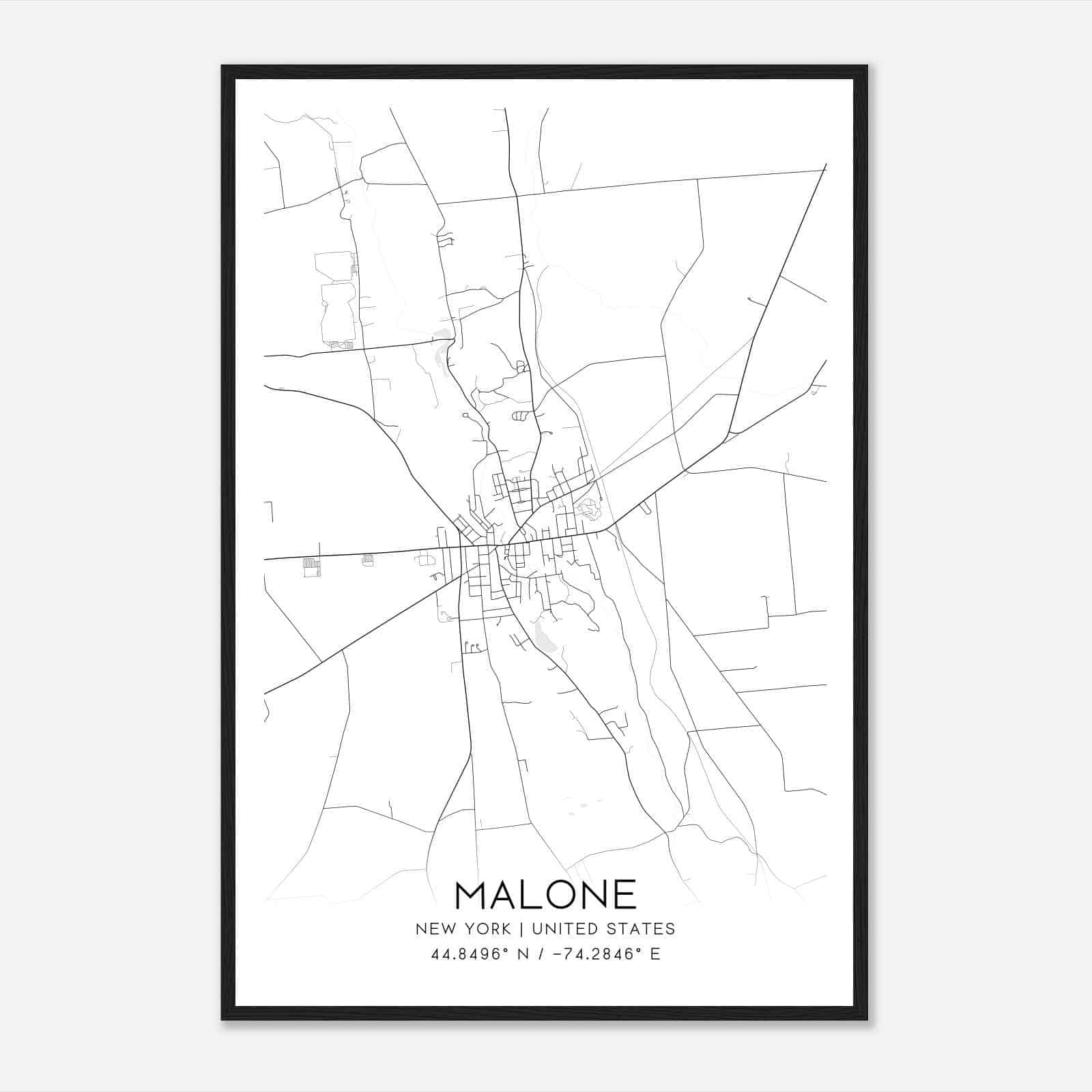 Malone New York Map Poster, Modern Home Decor Wall Art Print